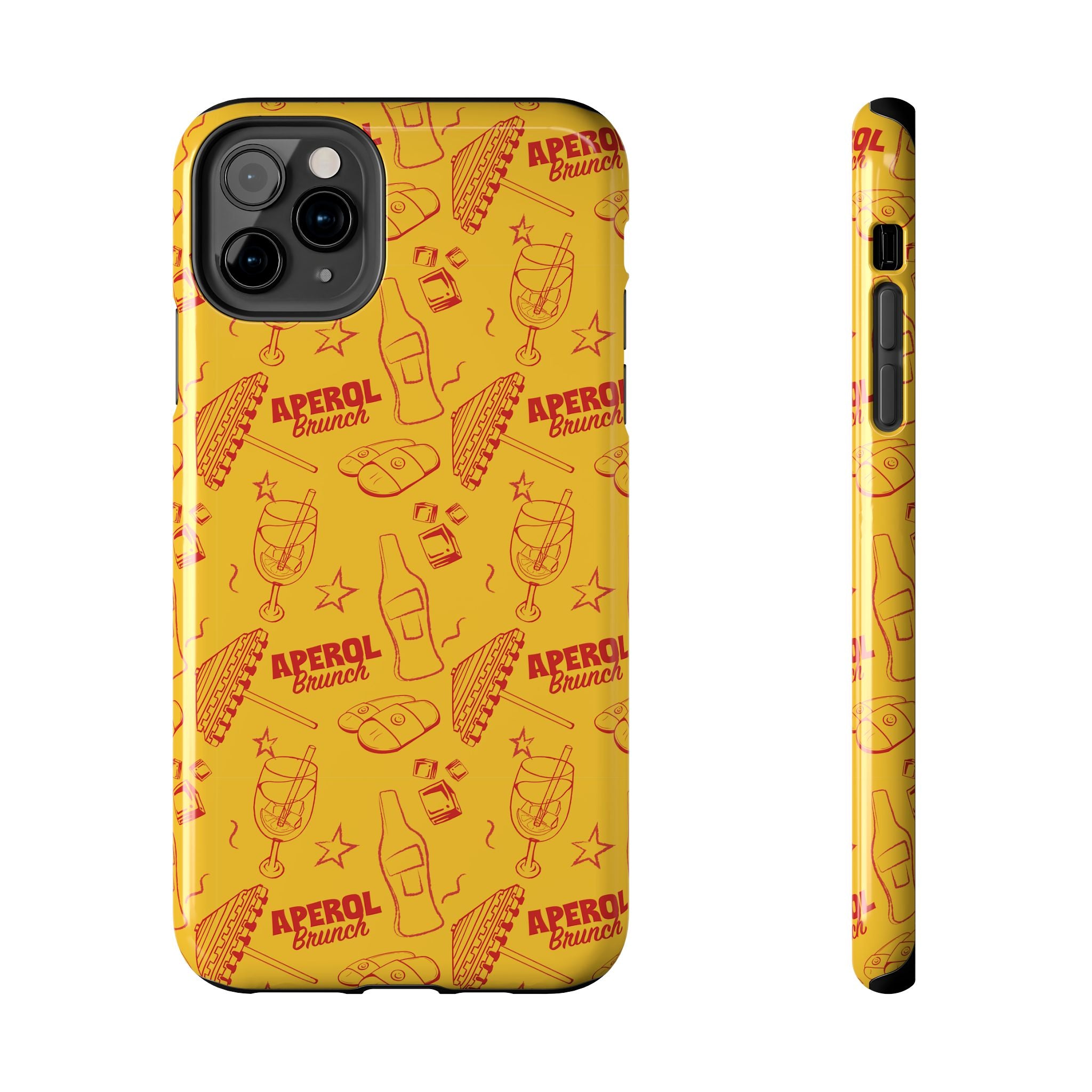 Aperol Brunch Tough Phone Case — Yellow Cocktail Patterned Protective Cover