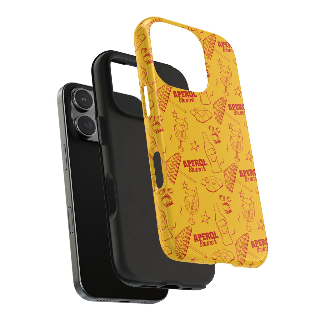 Aperol Brunch Tough Phone Case — Yellow Cocktail Patterned Protective Cover