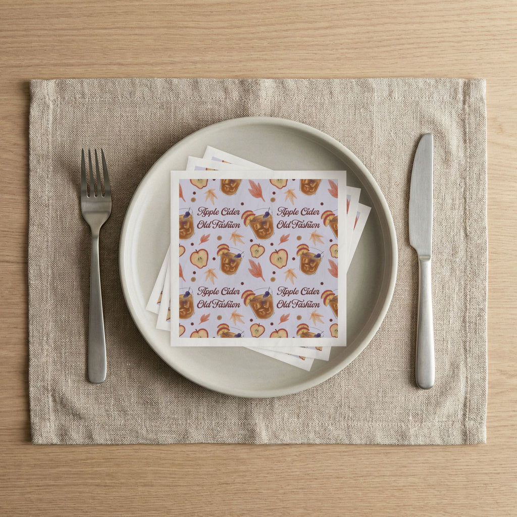 Apple Cider Old Fashioned 50pcs Napkins — Light Violet Apple Cider Collection Inspired Design