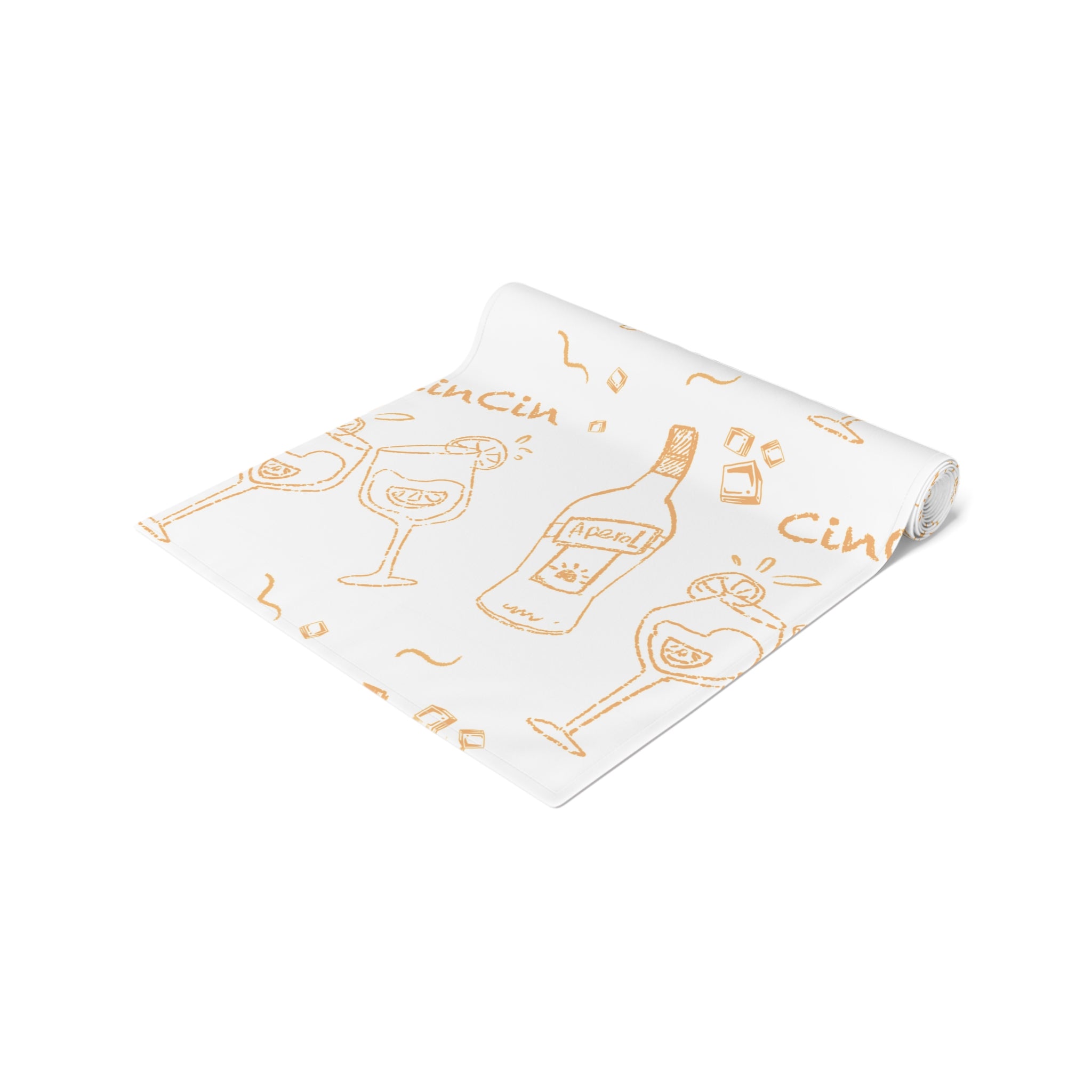 Cin Cin Spritz Table Runner — White Citrus Cocktail Pattern