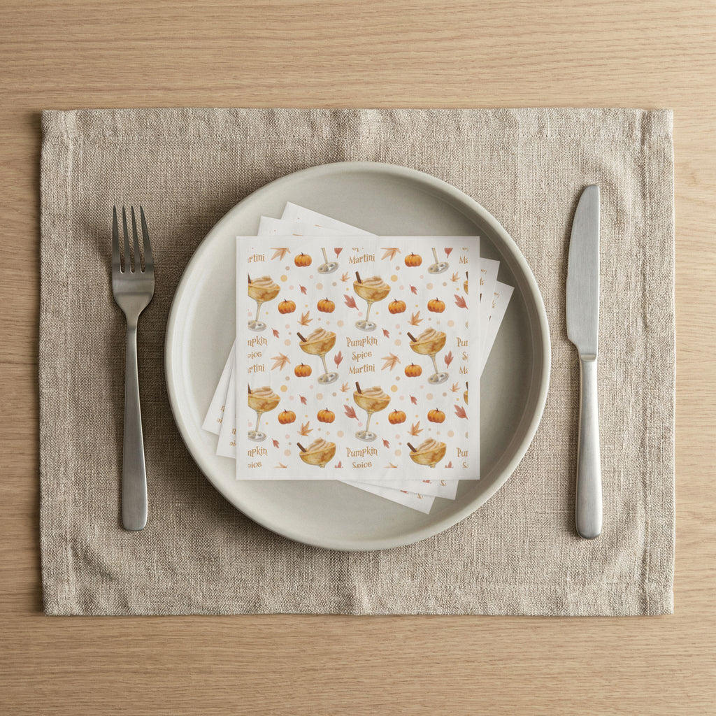 Pumpkin Spice Martini 50pcs Napkins — White Pumpkin Collection Inspired Design