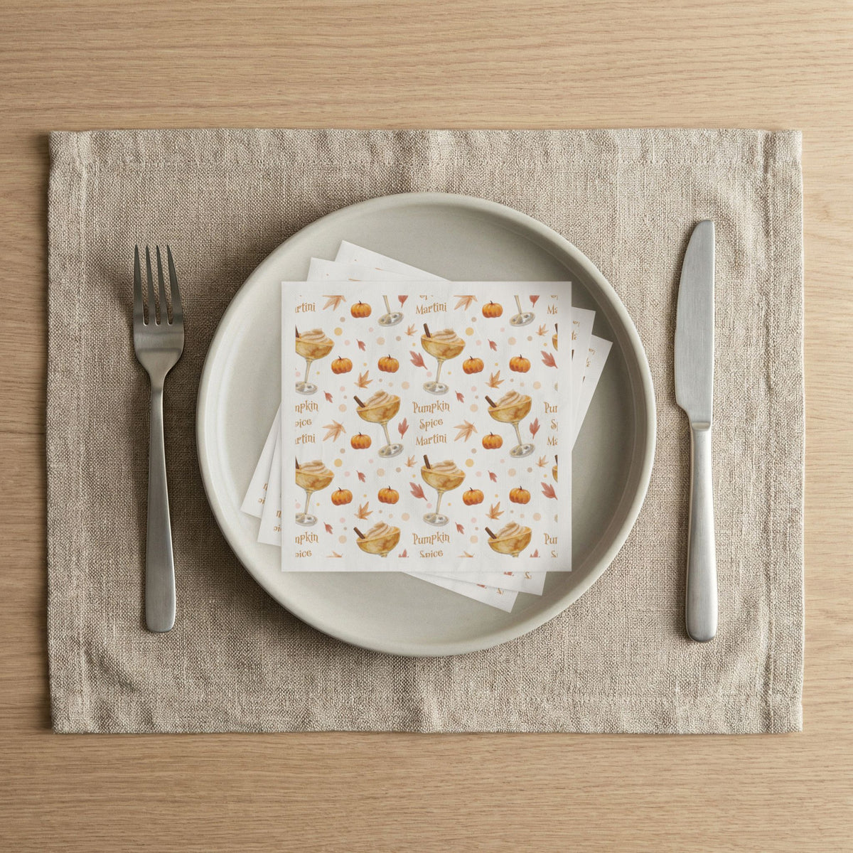 Pumpkin Spice Martini 50pcs Napkins — White Pumpkin Collection Inspired Design