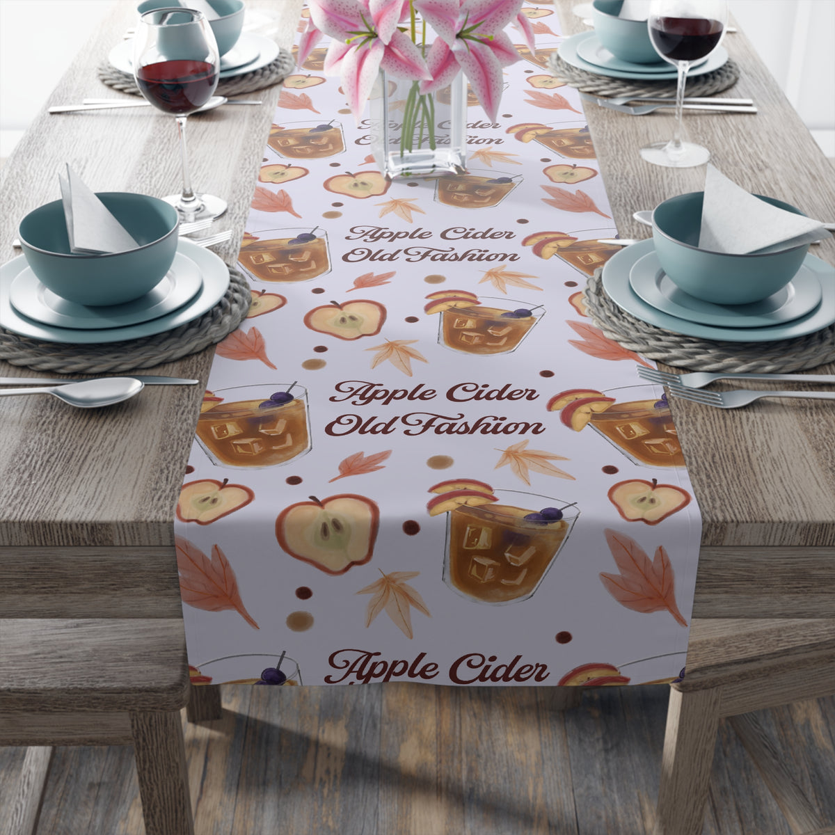 Apple Cider Old Fashioned Table Runner — Light Violet Apple Cider Collection Inspired Design