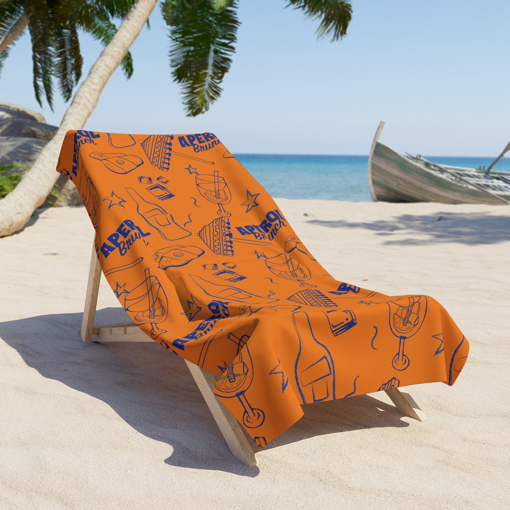 Aperol Brunch Beach Towel – Tropical Orange Summer Towel