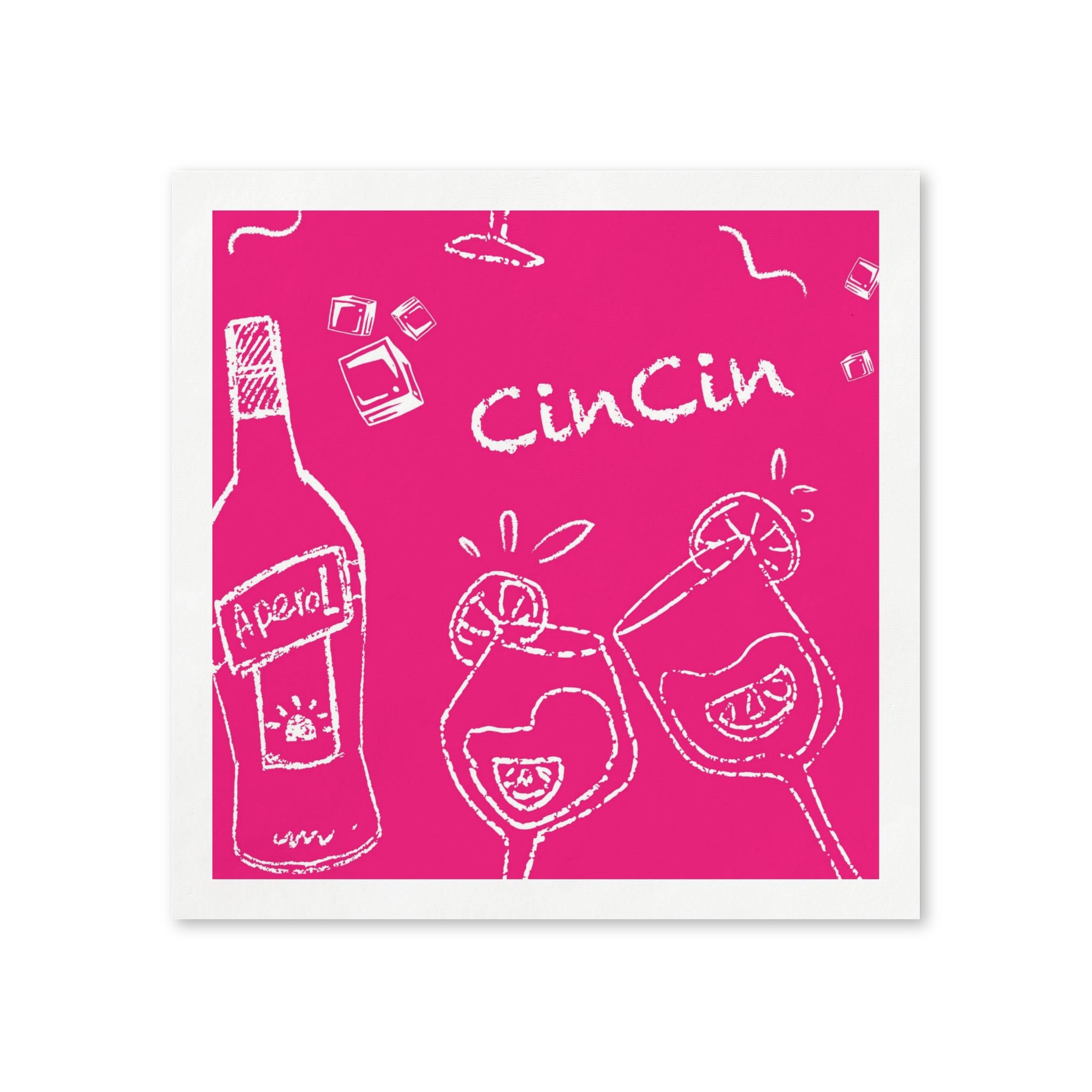 Cin Cin Aperol Cocktail Napkins (Pack of 50) – Pink Paper Napkins, Cocktail Party Decor, Beverage Napkins, Hostess Gift
