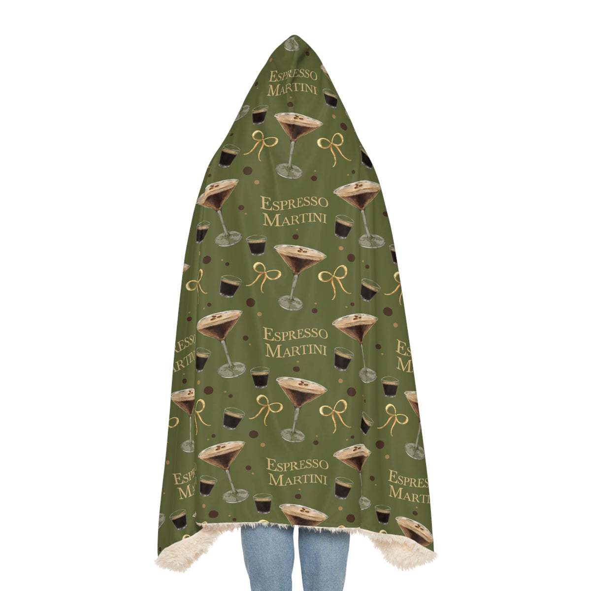 Espresso Martini Hooded Throw Blanket — Olive Green Espresso Collection Inspired Design