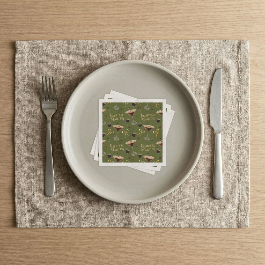 Espresso Martini 50pcs Napkins — Olive Green Espresso Collection Inspired Design