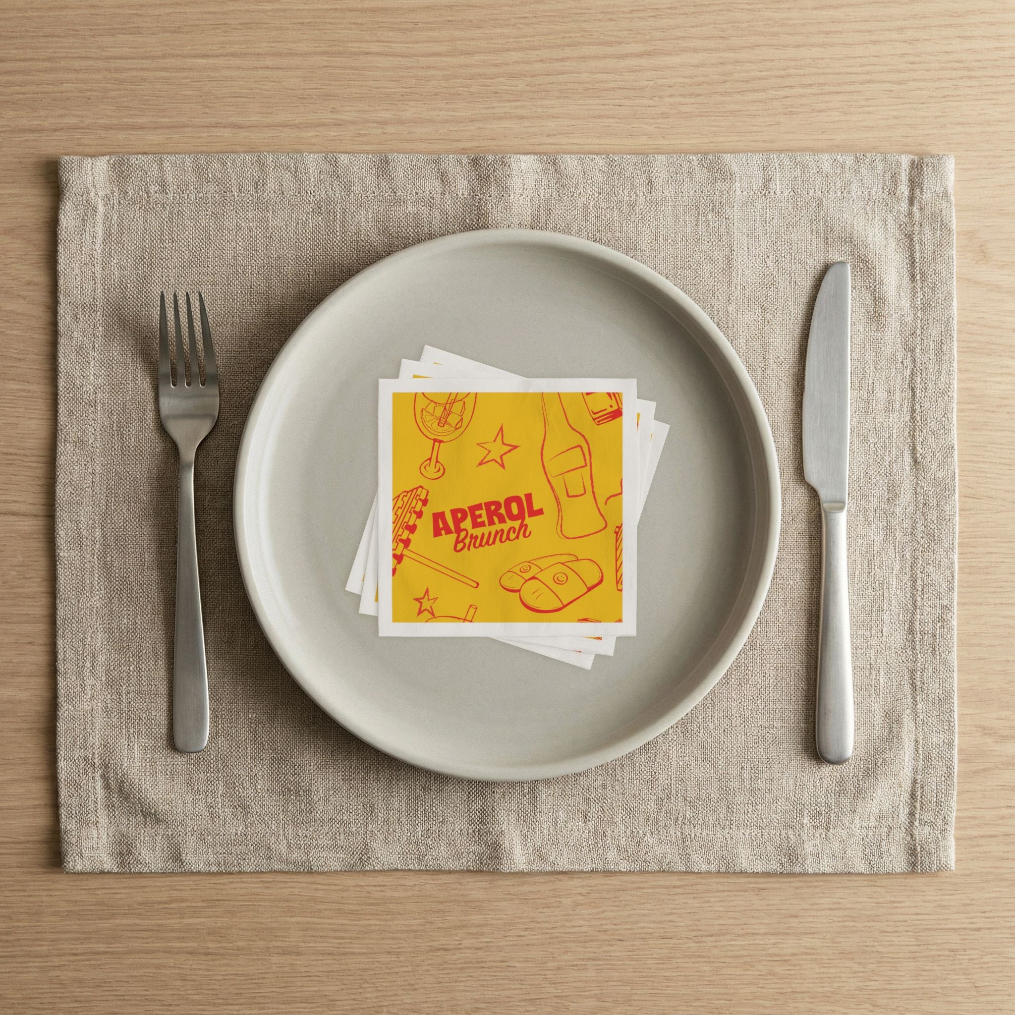 Aperol Brunch Cocktail Napkins (Pack of 50) – Yellow Paper Napkins, Cocktail Party Decor, Brunch Beverage Napkins, Hostess Gift