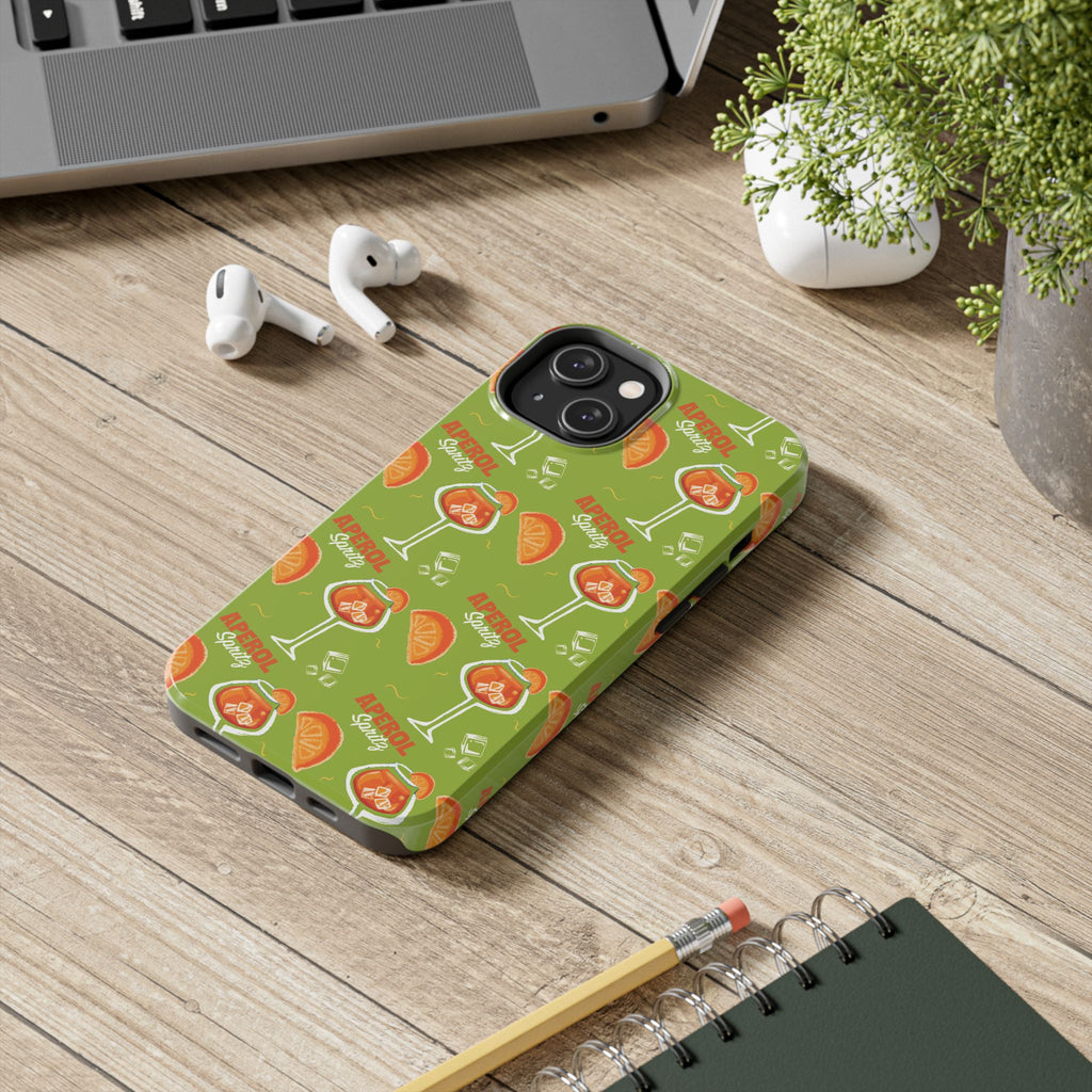 Aperol Spritz Pattern Tough Phone Case — Green Spritz Collection Inspired Design
