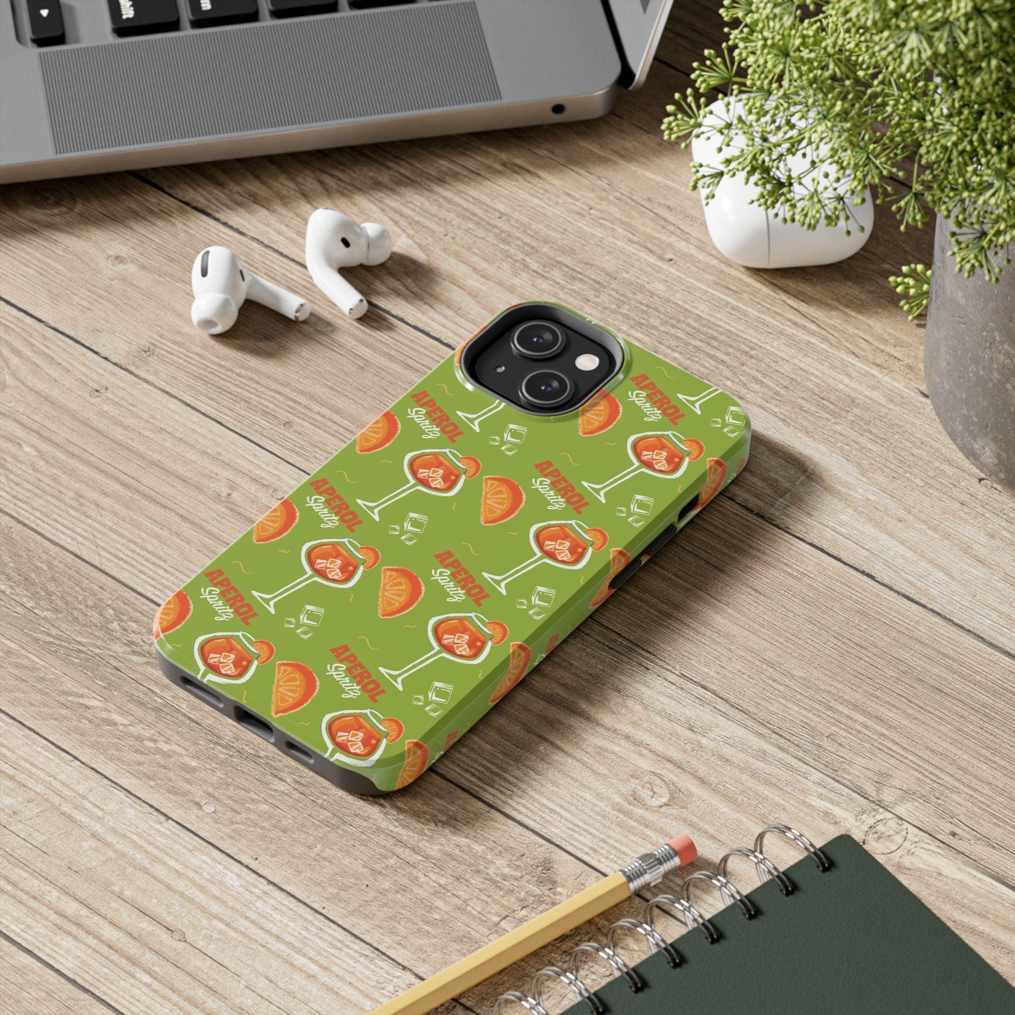 Aperol Spritz Pattern Tough Phone Case — Green Spritz Collection Inspired Design