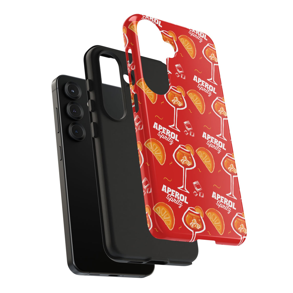 Aperol Spritz Tough Phone Case — Red Cocktail Pattern Protective Cover