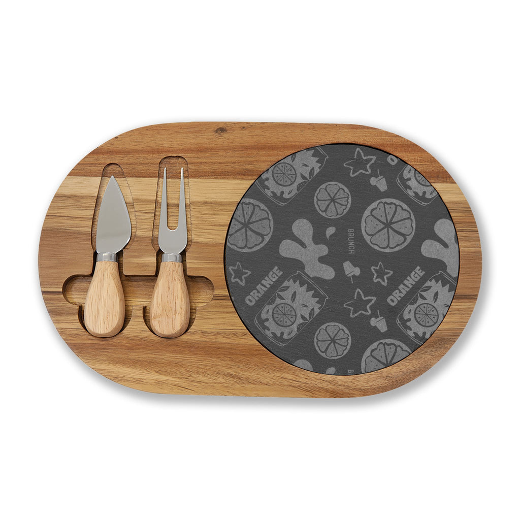 Orange Brunch Acacia Charcuterie Board Set
