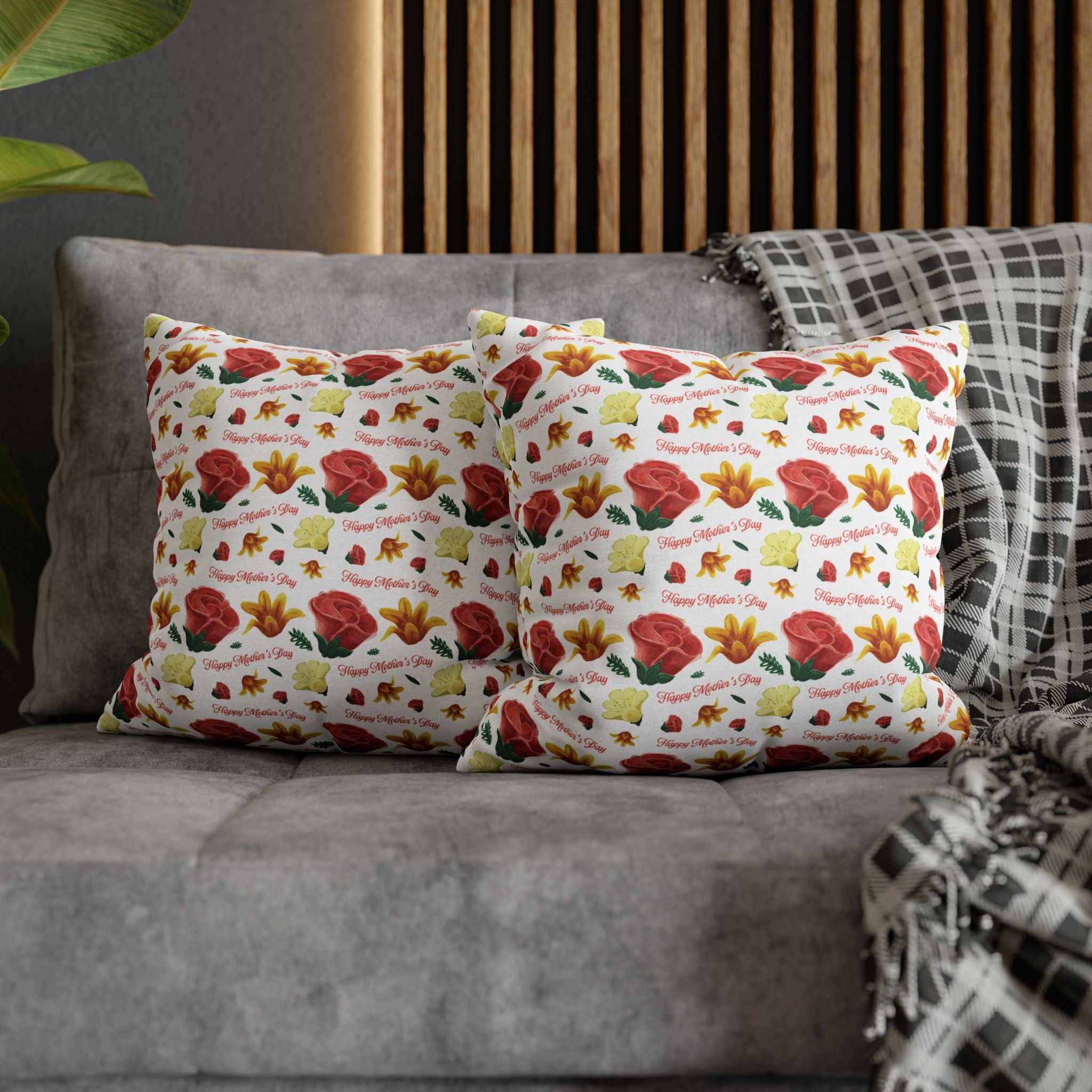 Gift for Mom Floral Throw Pillow Cover – Mother’s Day Botanical Cushion | Spring Home Decor