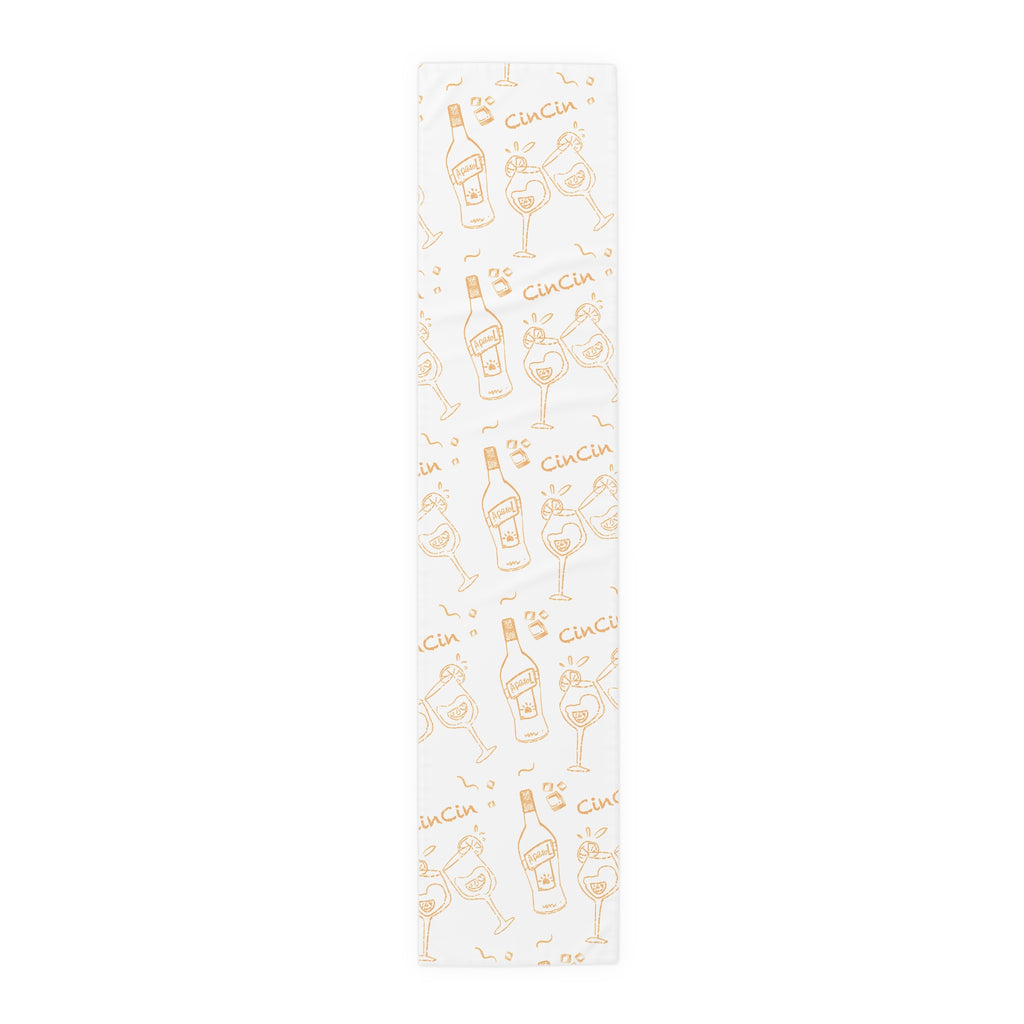 Cin Cin Spritz Table Runner — White Citrus Cocktail Pattern