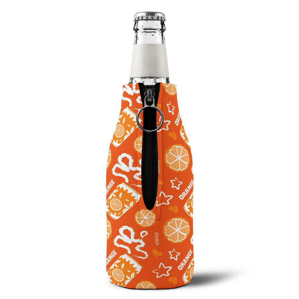 Orange Brunch Zip-Up Bottle Cooler Sleeve — Orange Fruit Brunch Collection Inspired Design