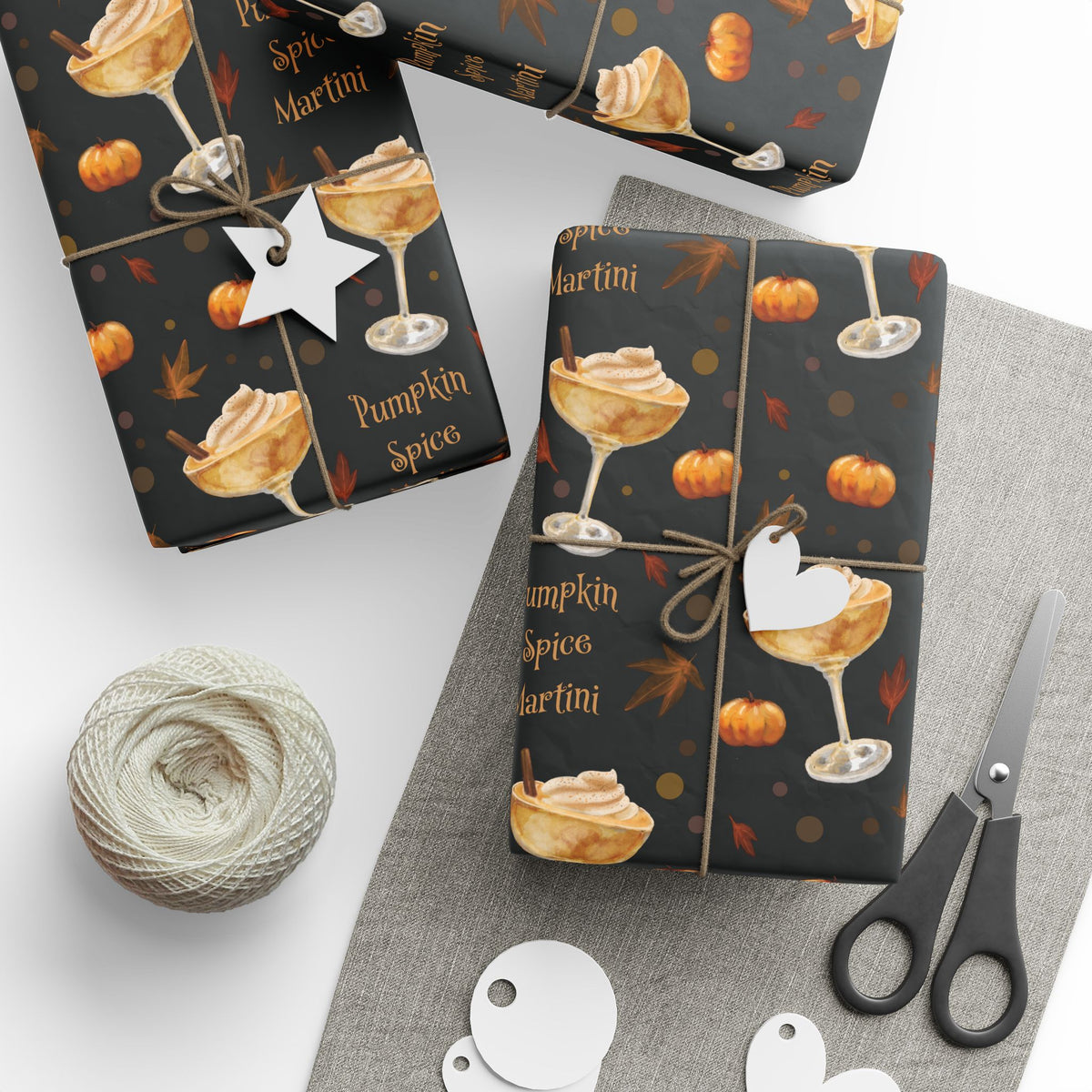 Pumpkin Spice Martini Wrapping Paper Roll – Black Pumpkin Collection Inspired Design