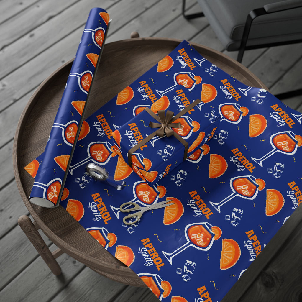 Aperol Spritz Peel Wrapping Paper Roll — Blue Spritz Collection Inspired Design