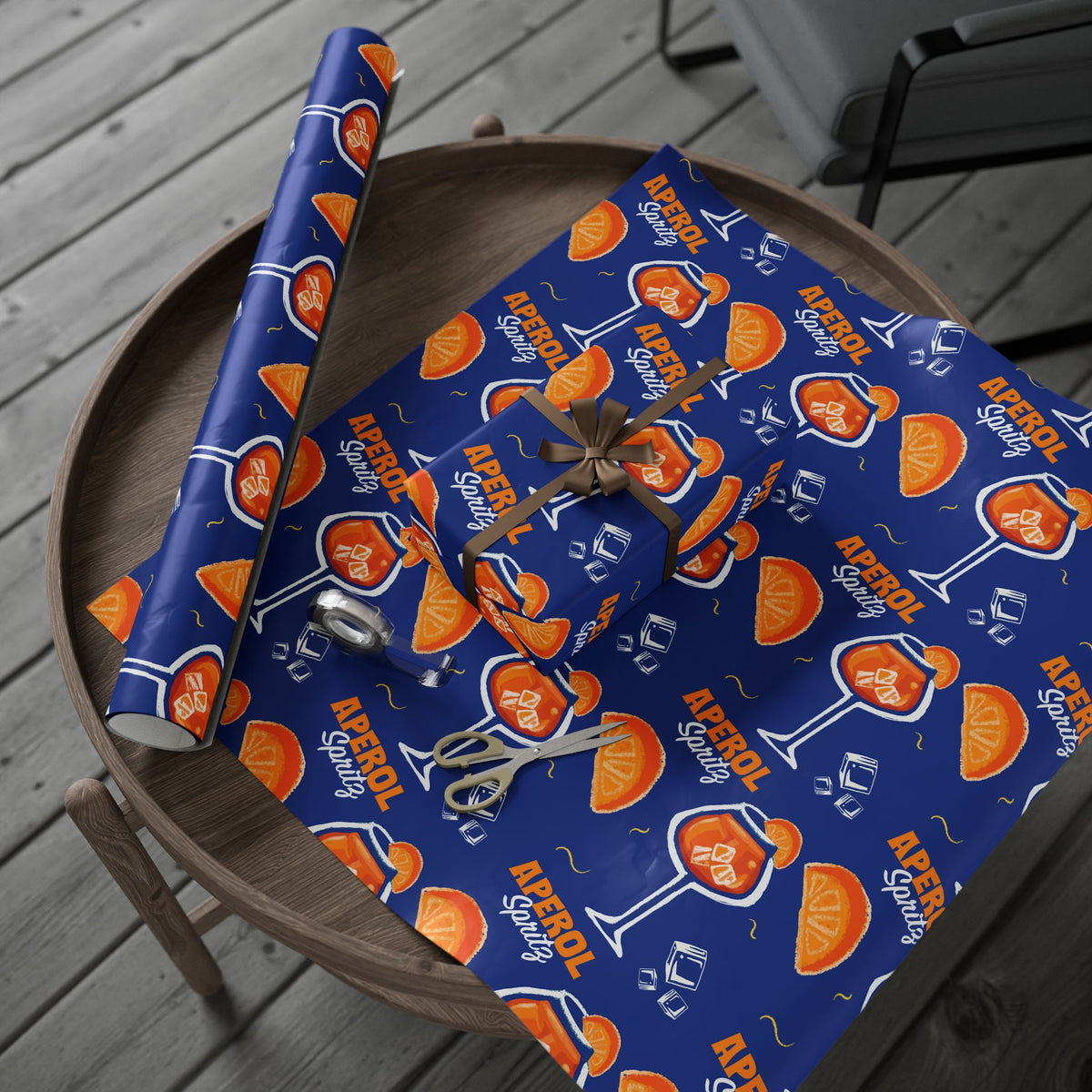 Aperol Spritz Peel Wrapping Paper Roll — Blue Spritz Collection Inspired Design