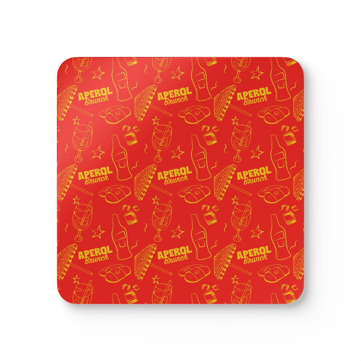 Aperol Brunch Corkwood Coaster Set (4-Pack) – Red Brunch Collection Inspired Design