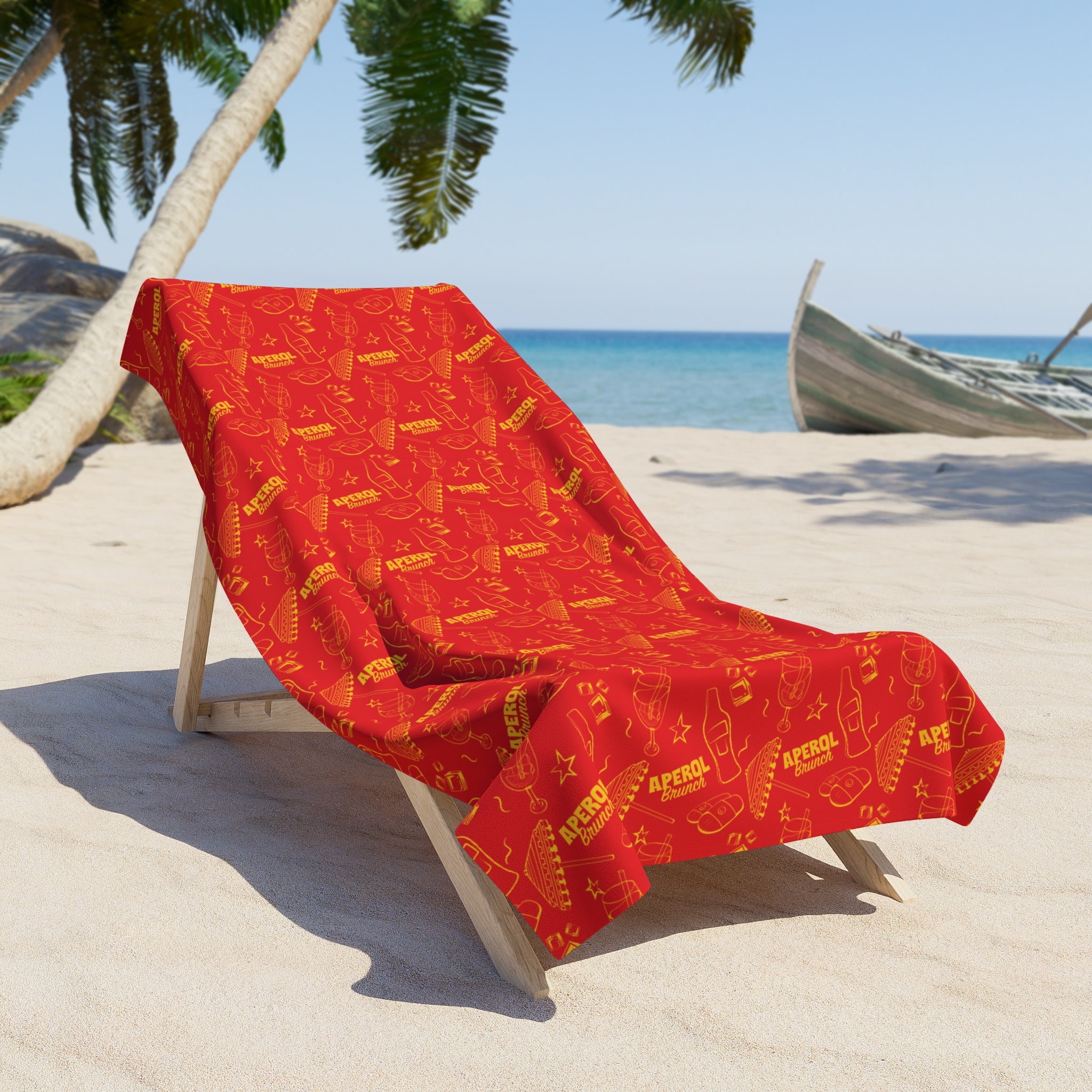 Aperol Brunch Beach Towel – Tropical Red Summer Towel