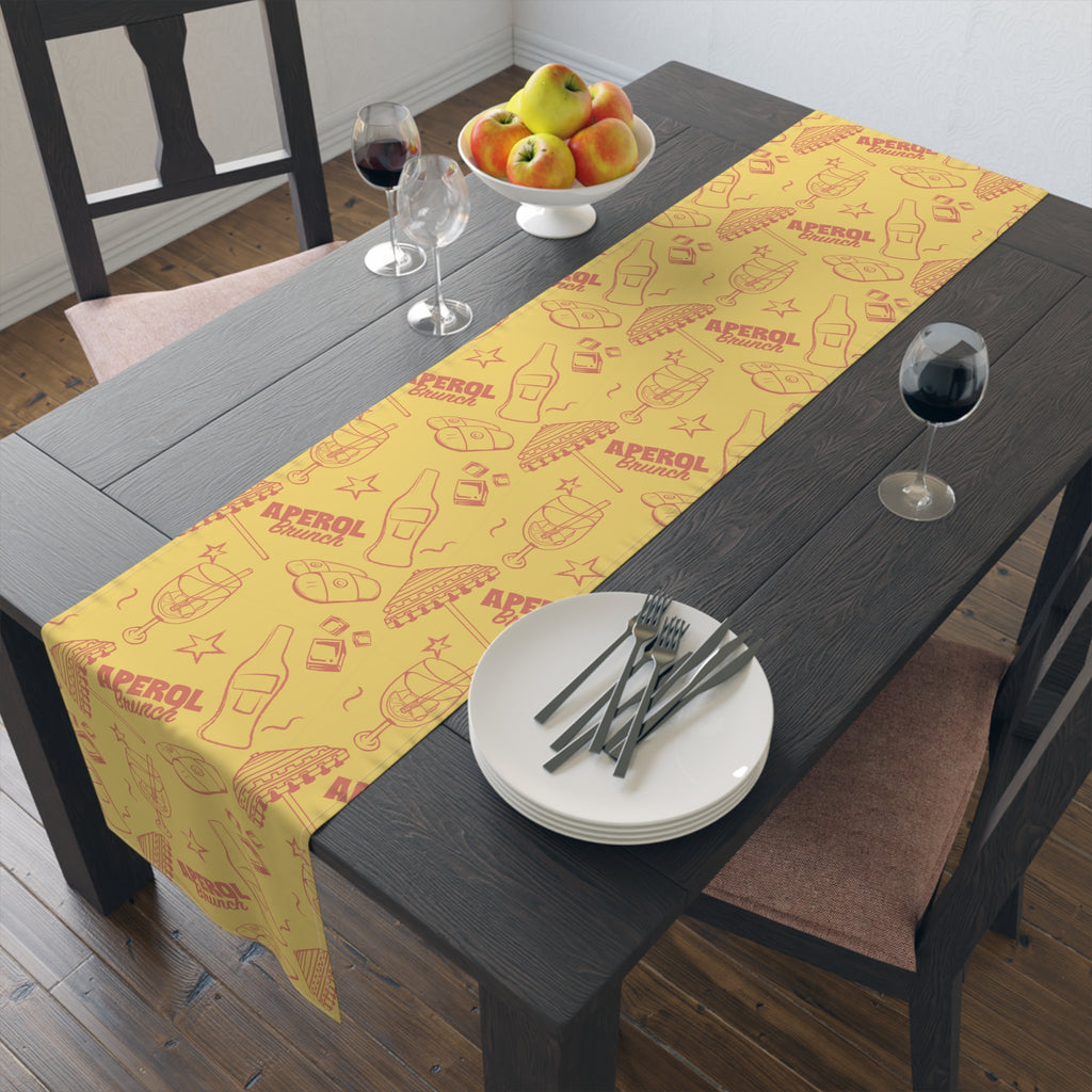 Aperol Brunch Table Runner — Yellow Citrus Summer Decor