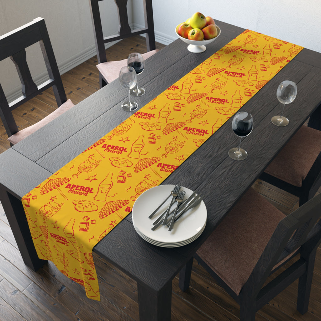 Aperol Brunch Table Runner — Yellow Citrus Summer Decor