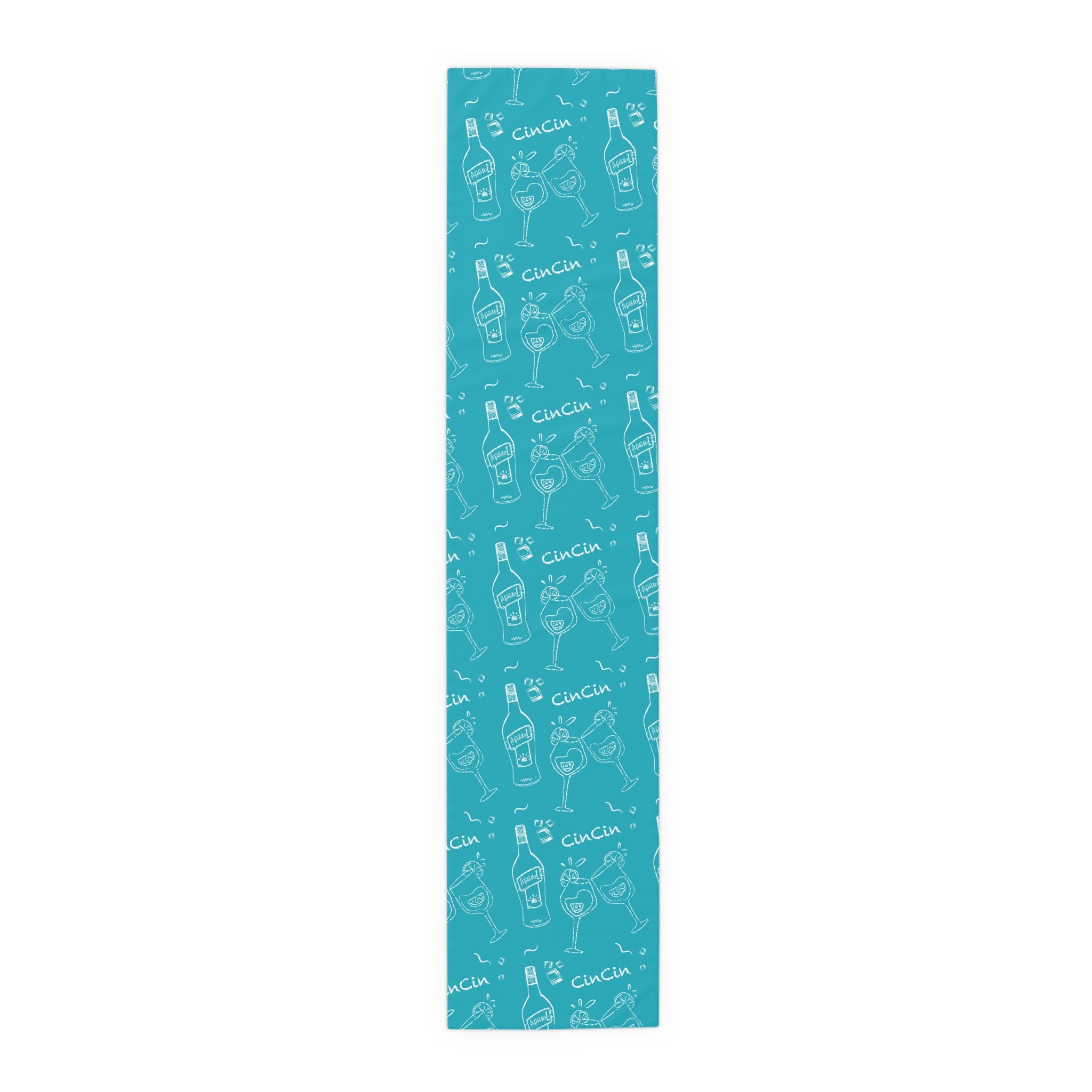 Cin Cin Spritz Table Runner — Turquoise Citrus Cocktail Pattern