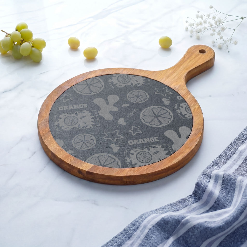 Orange Brunch Acacia Charcuterie Board Set