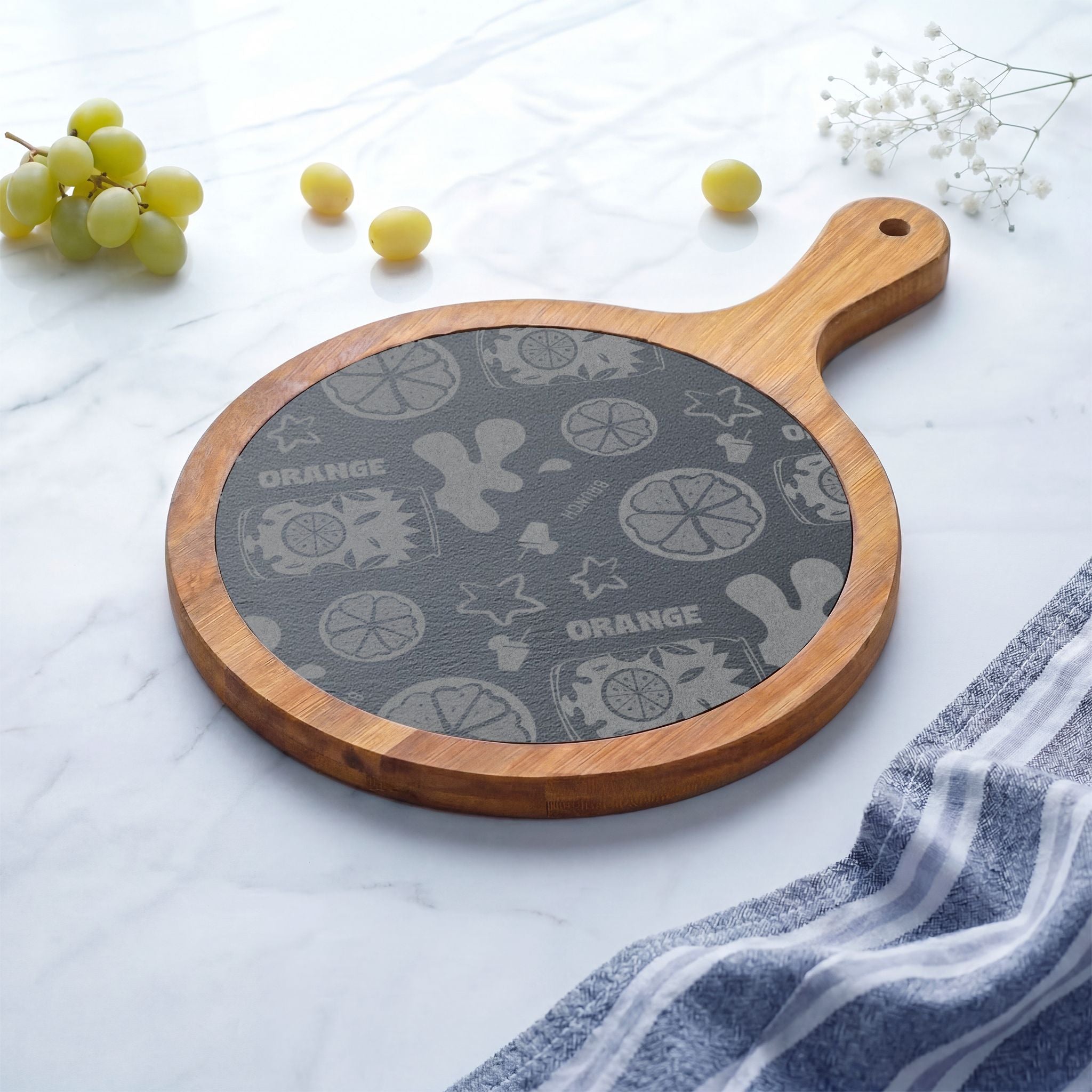 Orange Brunch Acacia Charcuterie Board Set