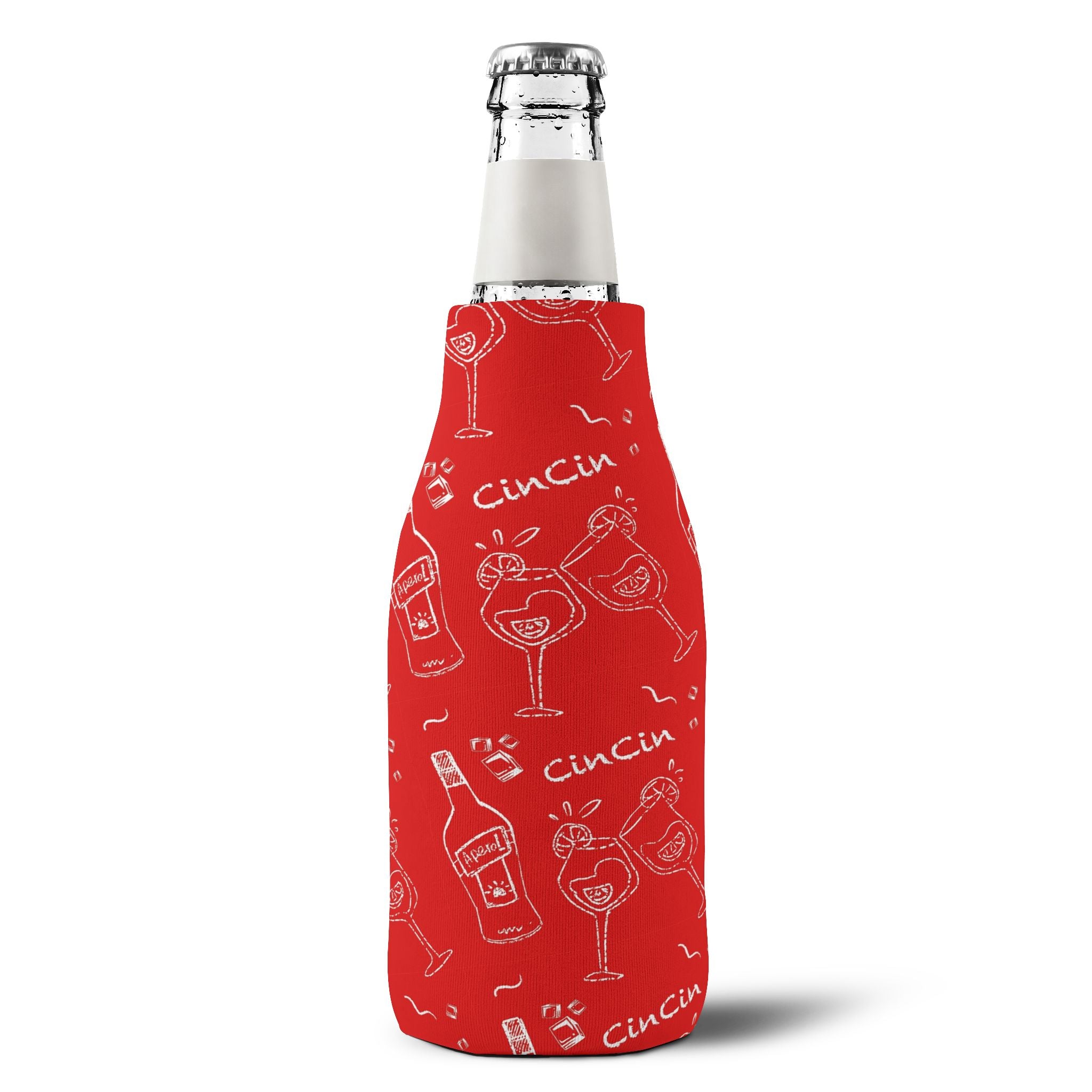 Cin Cin Zip-Up Bottle Cooler Sleeve - Red Cin Cin Collection Inspired Design