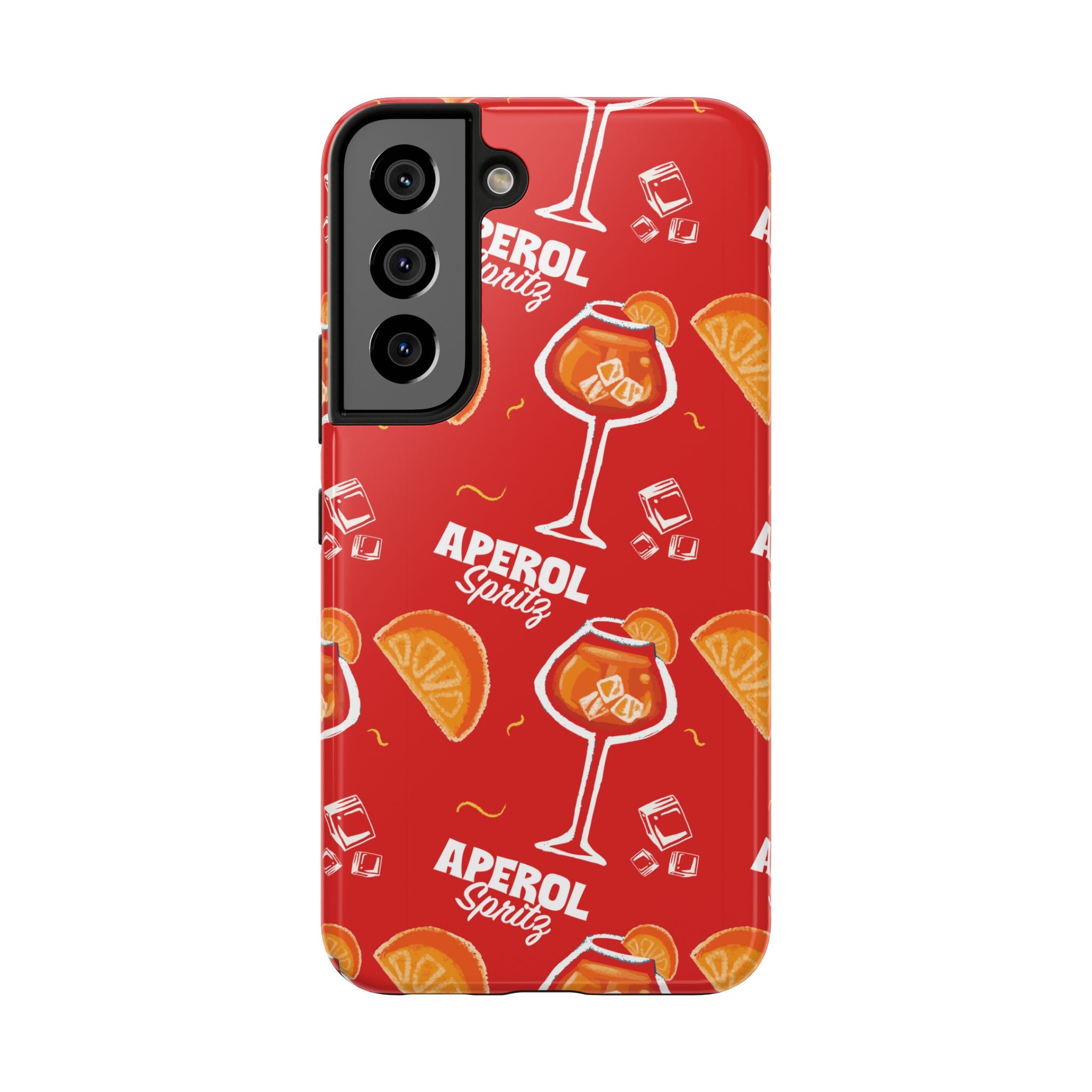 Aperol Spritz Tough Phone Case — Red Cocktail Pattern Protective Cover