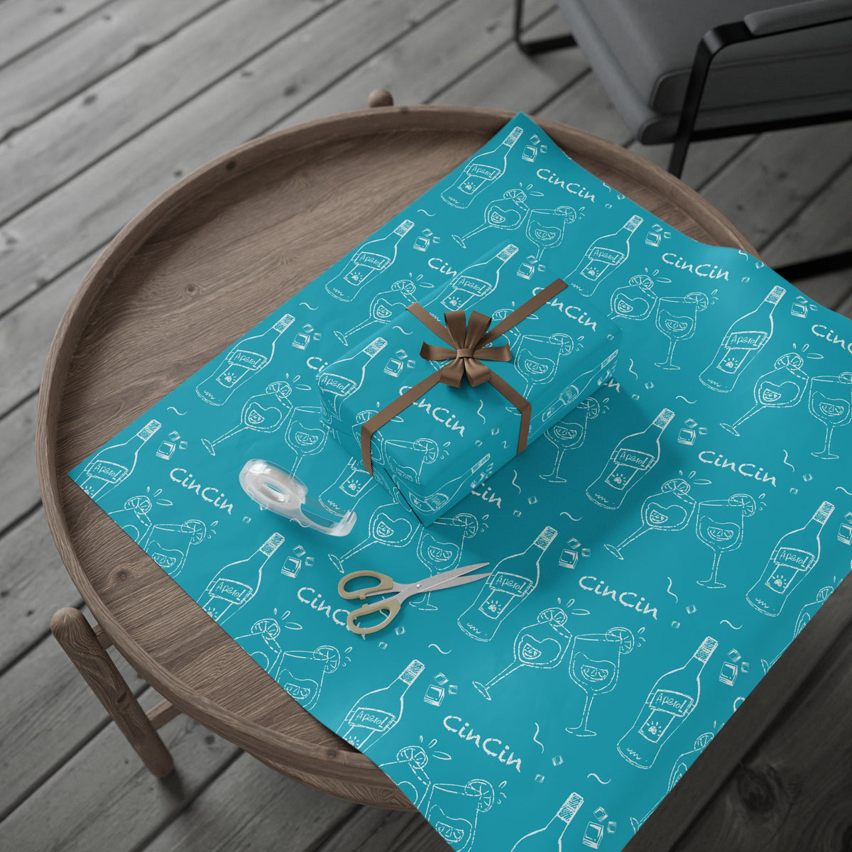 Cin Cin Peel Wrapping Paper Roll — Turquoise Cin Cin Brunch Collection Inspired Design