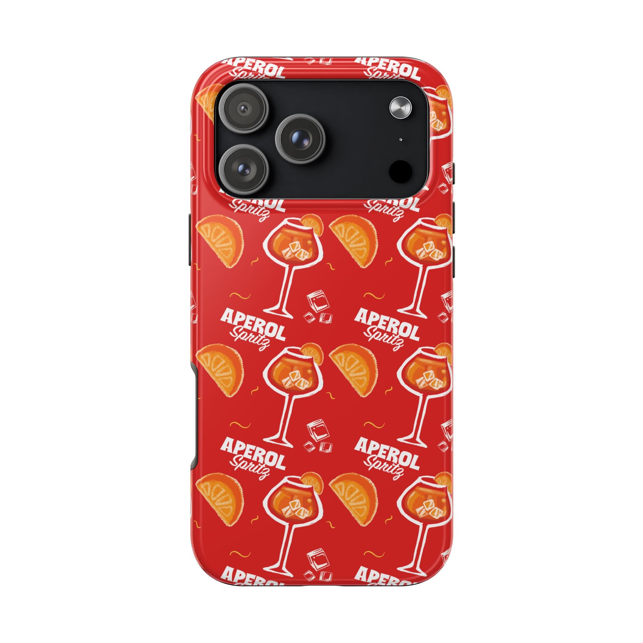 Aperol Spritz Tough Phone Case — Red Cocktail Pattern Protective Cover