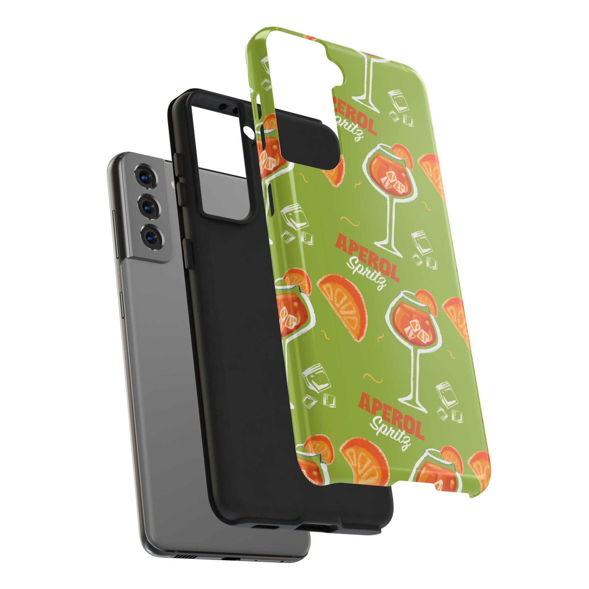 Aperol Spritz Tough Phone Case — Green Cocktail Pattern Phone Cover