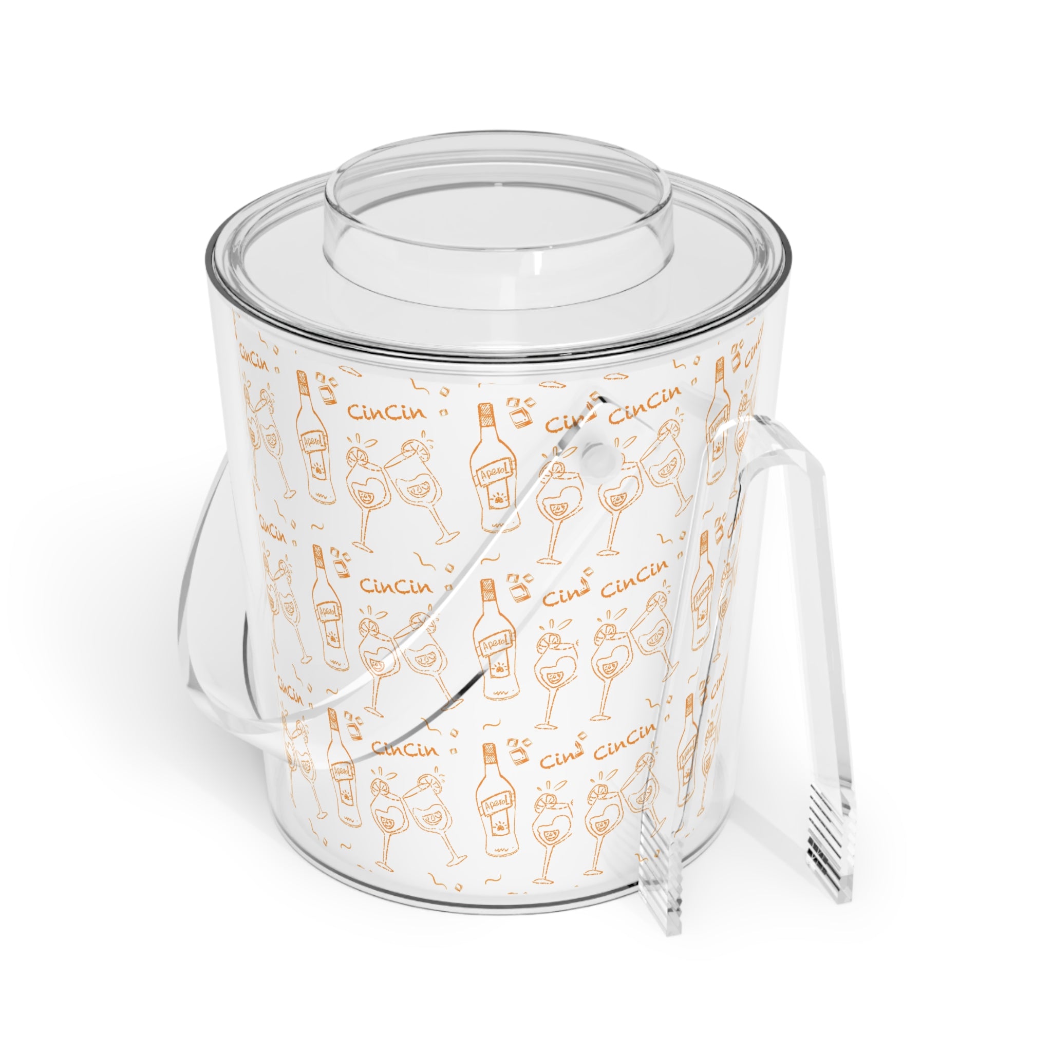 Cin Cin Ice Bucket with Tongs — White Brunch Collection Inspired Design