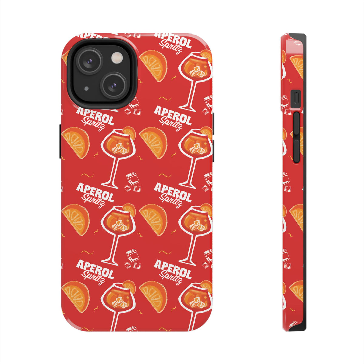 Aperol Spritz Tough Phone Case — Red Cocktail Pattern Protective Cover