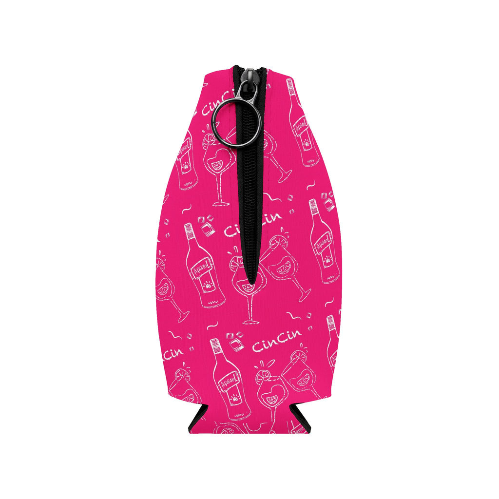 Cin Cin Zip-Up Bottle Cooler Sleeve - Pink Cin Cin Collection Inspired Design
