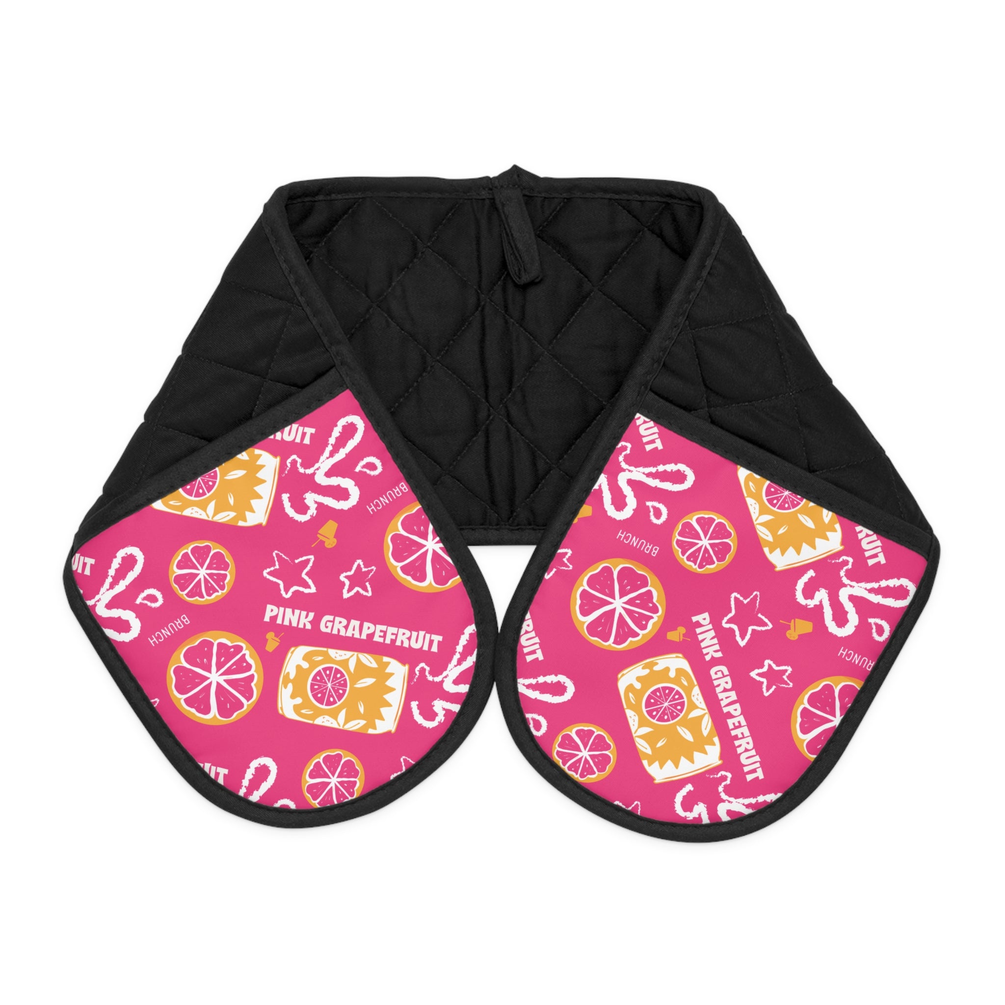 Pink Citrus Oven Mitt Set — Mediterranean Kitchen Decor