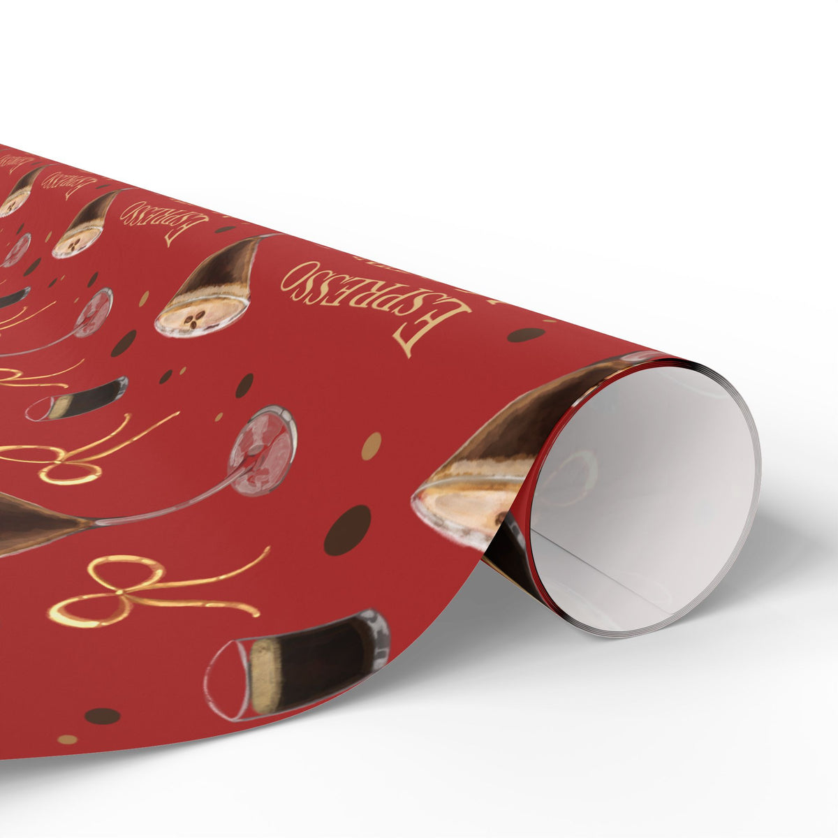 Espresso Martini Wrapping Paper Roll — Red Espresso Collection Inspired Design