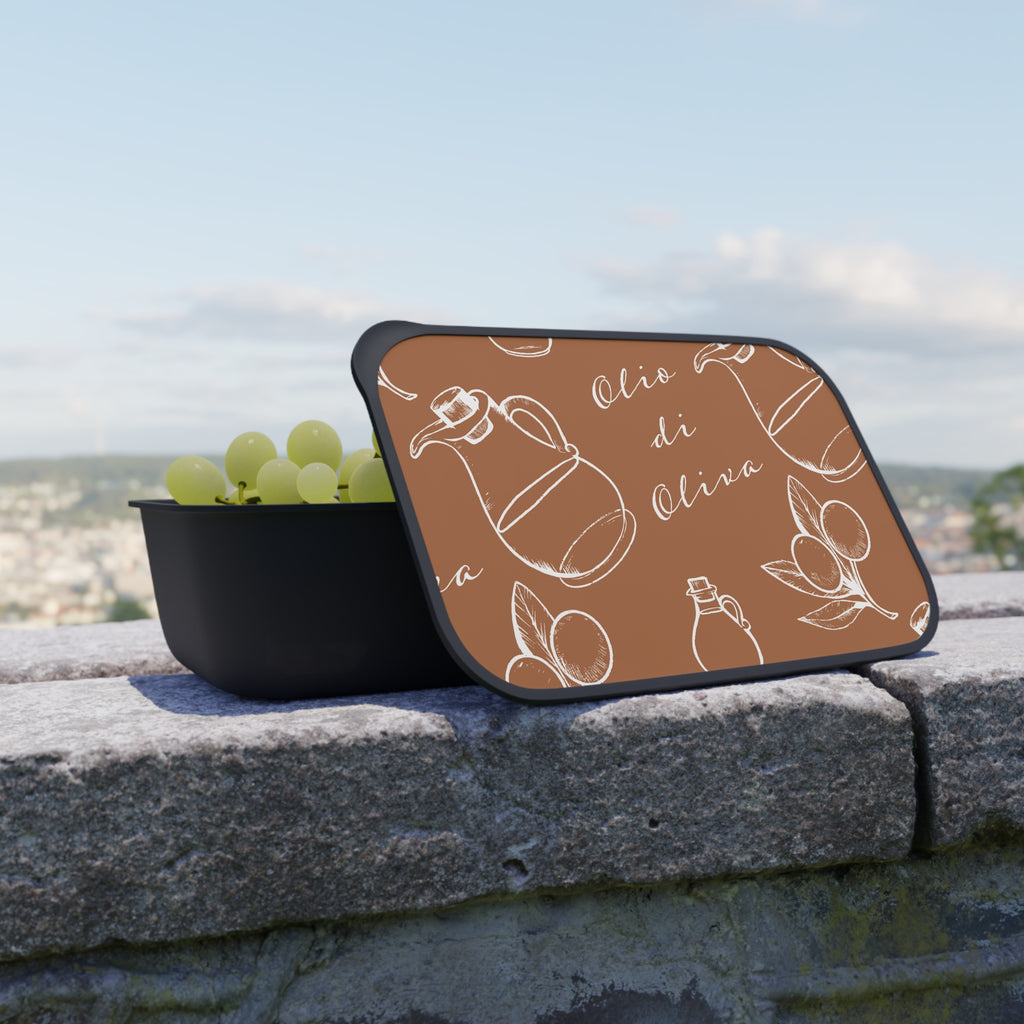 Olive Oil Pattern Bento Box with Utensils