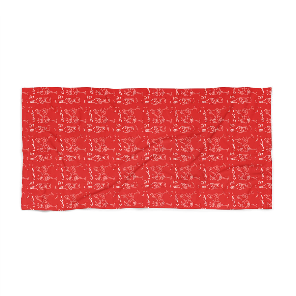 Cin Cin Spritz Beach Towel – Red Citrus Cocktail Pattern