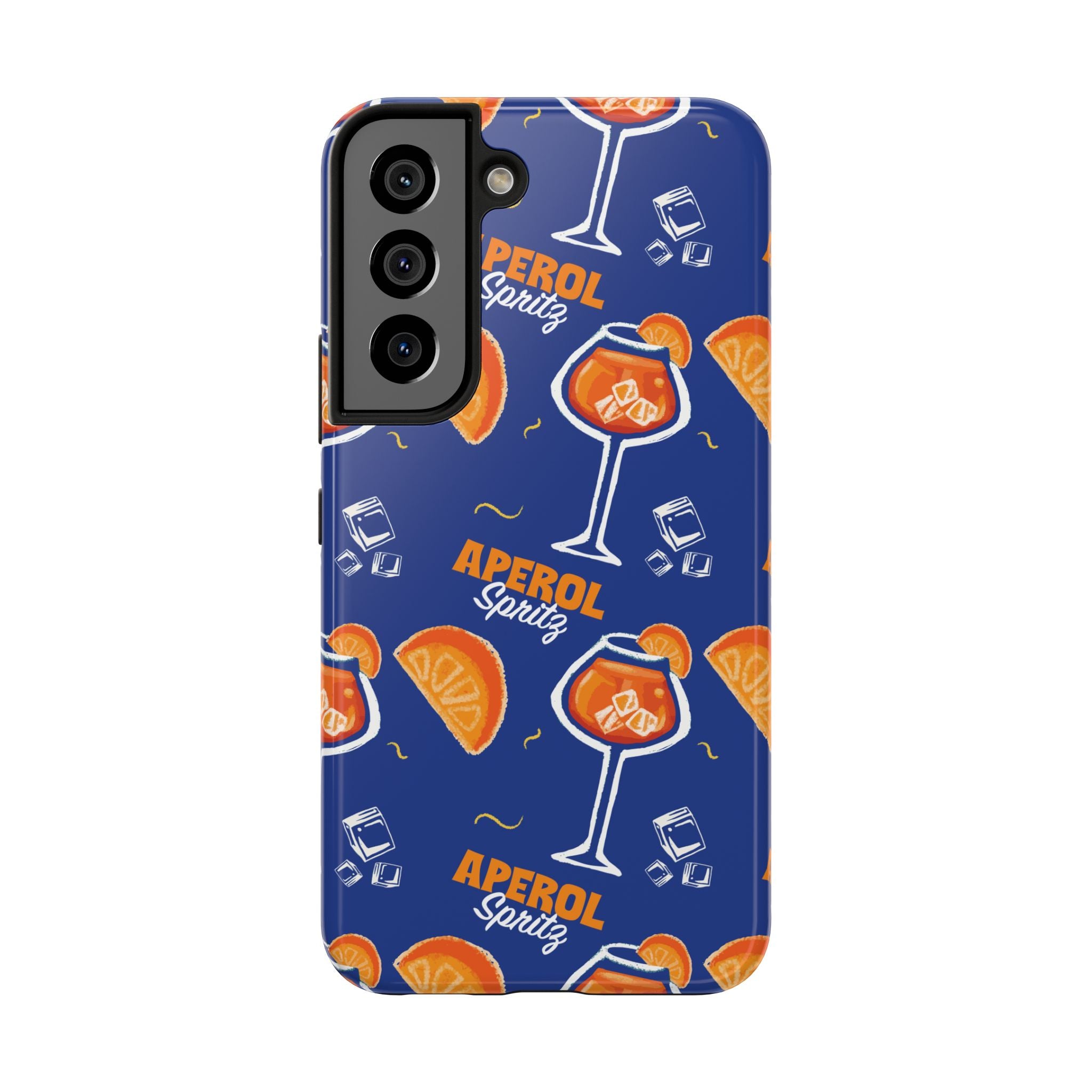 Aperol Spritz Tough Phone Case — Blue Cocktail Pattern Protective Cover