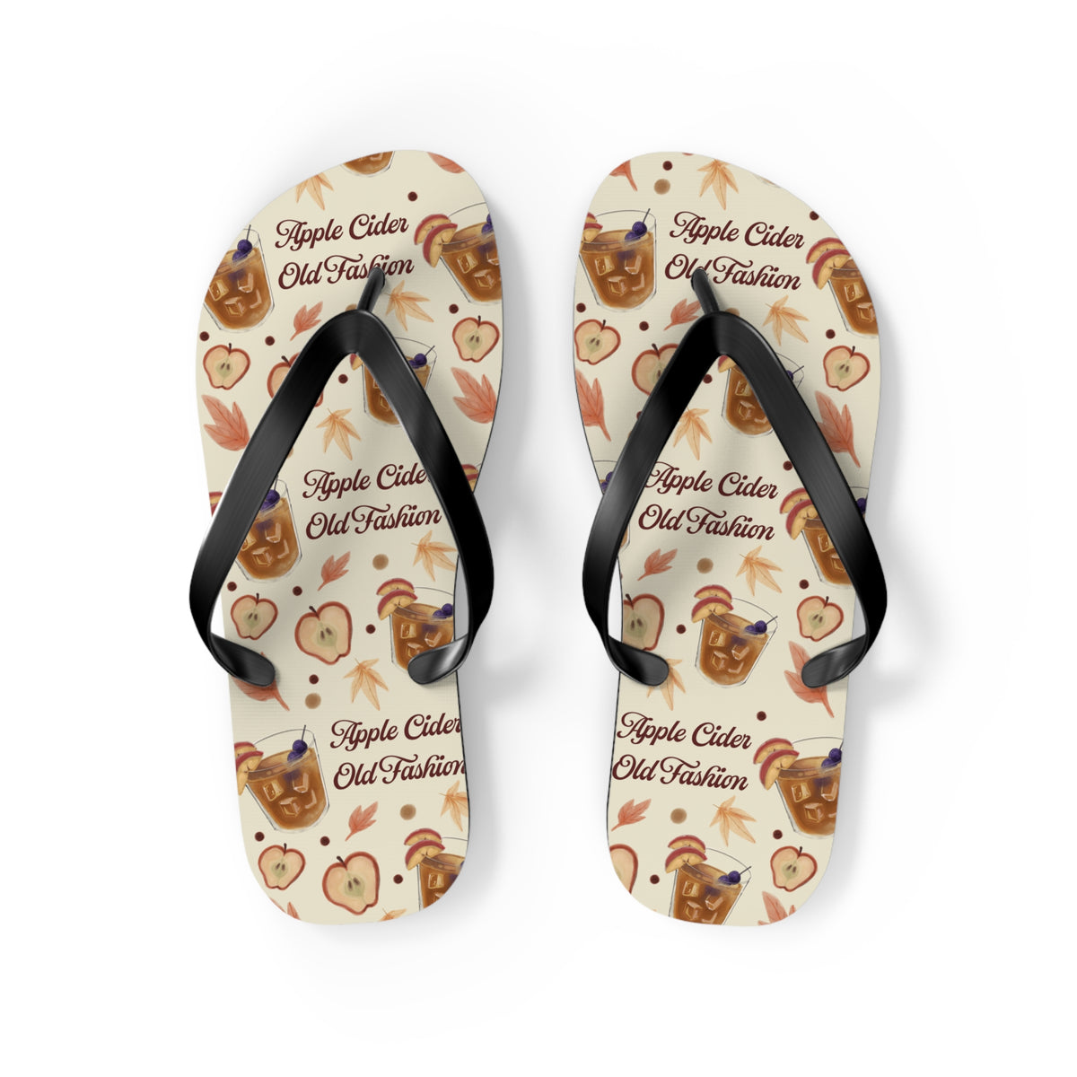 Apple Cider Old Fashioned Flip Flops — Beige Apple Cider Collection Inspired Design