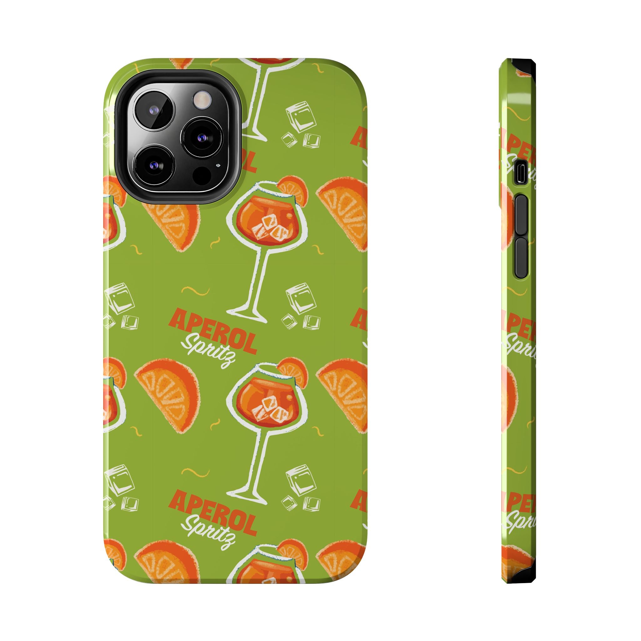 Aperol Spritz Tough Phone Case — Green Cocktail Pattern Phone Cover