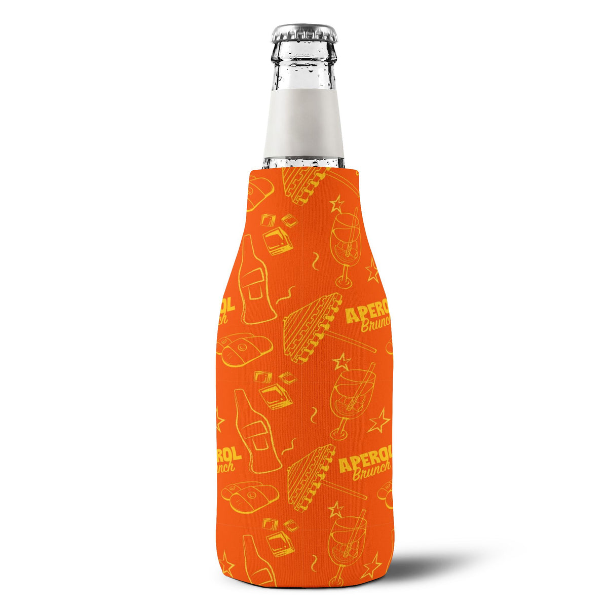 Aperol Brunch Zip-Up Bottle Cooler Sleeve - Orange and Yellow Brunch Collection Inspired Design