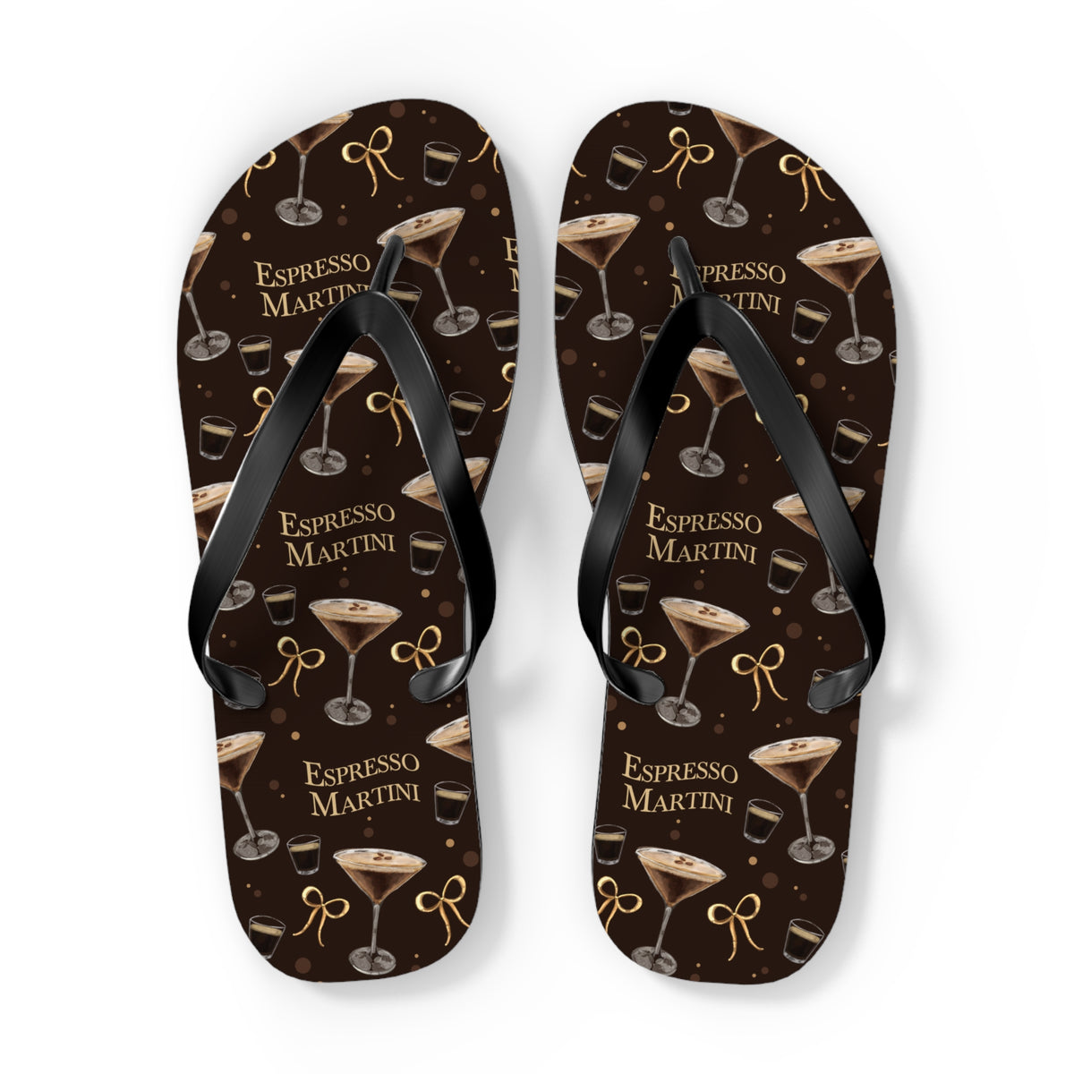 Espresso Martini Flip Flops — Dark Brown Espresso Collection Inspired Design