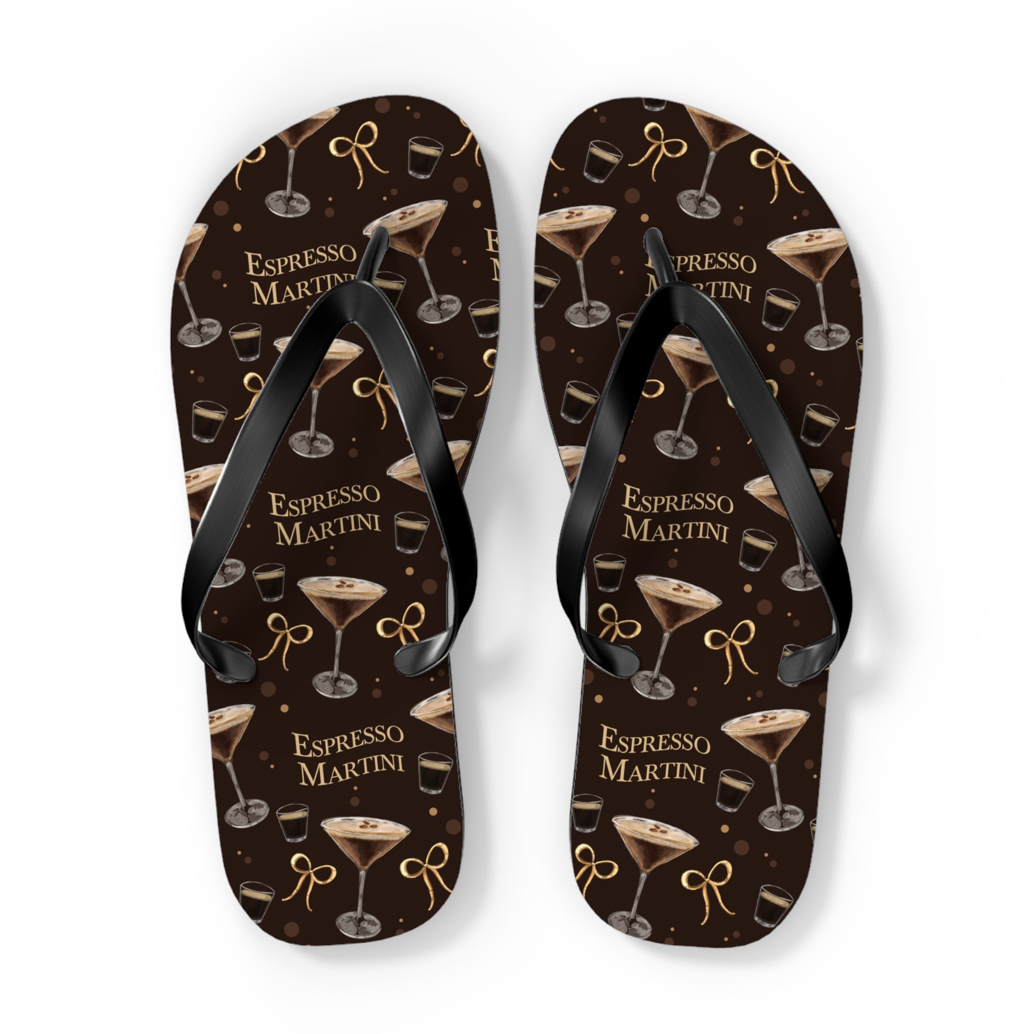 Espresso Martini Flip Flops — Dark Brown Espresso Collection Inspired Design