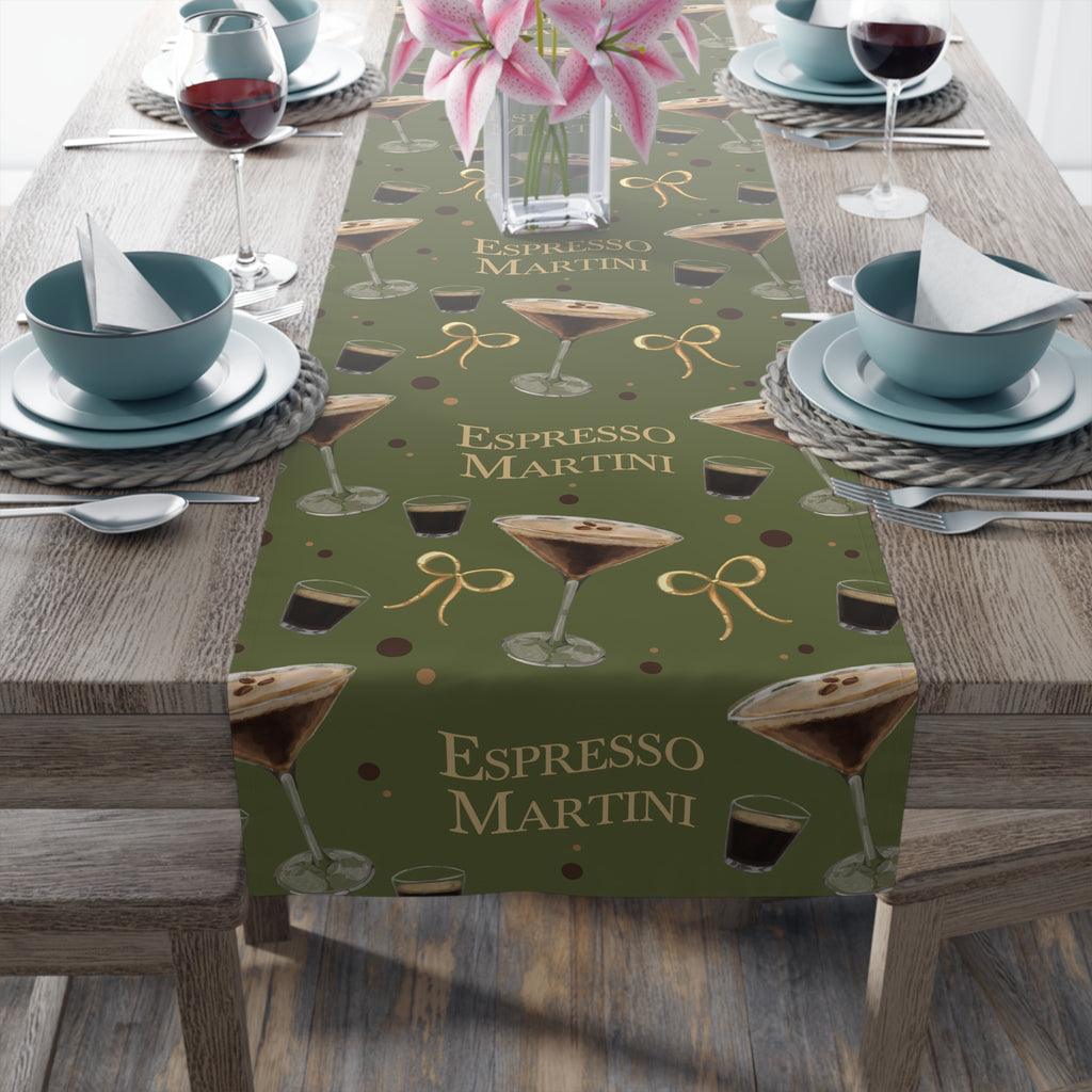 Espresso Martini Table Runner — Olive Green Espresso Collection Inspired Design