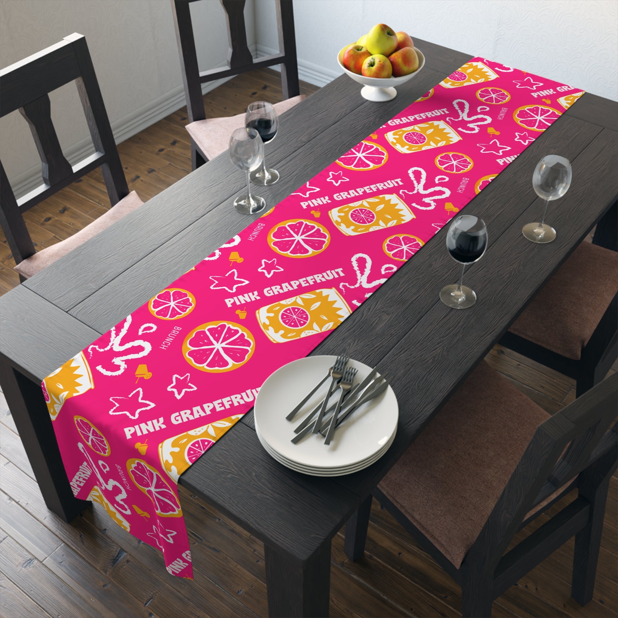 Pink Grapefruit Table Runner — Citrus Summer Decor