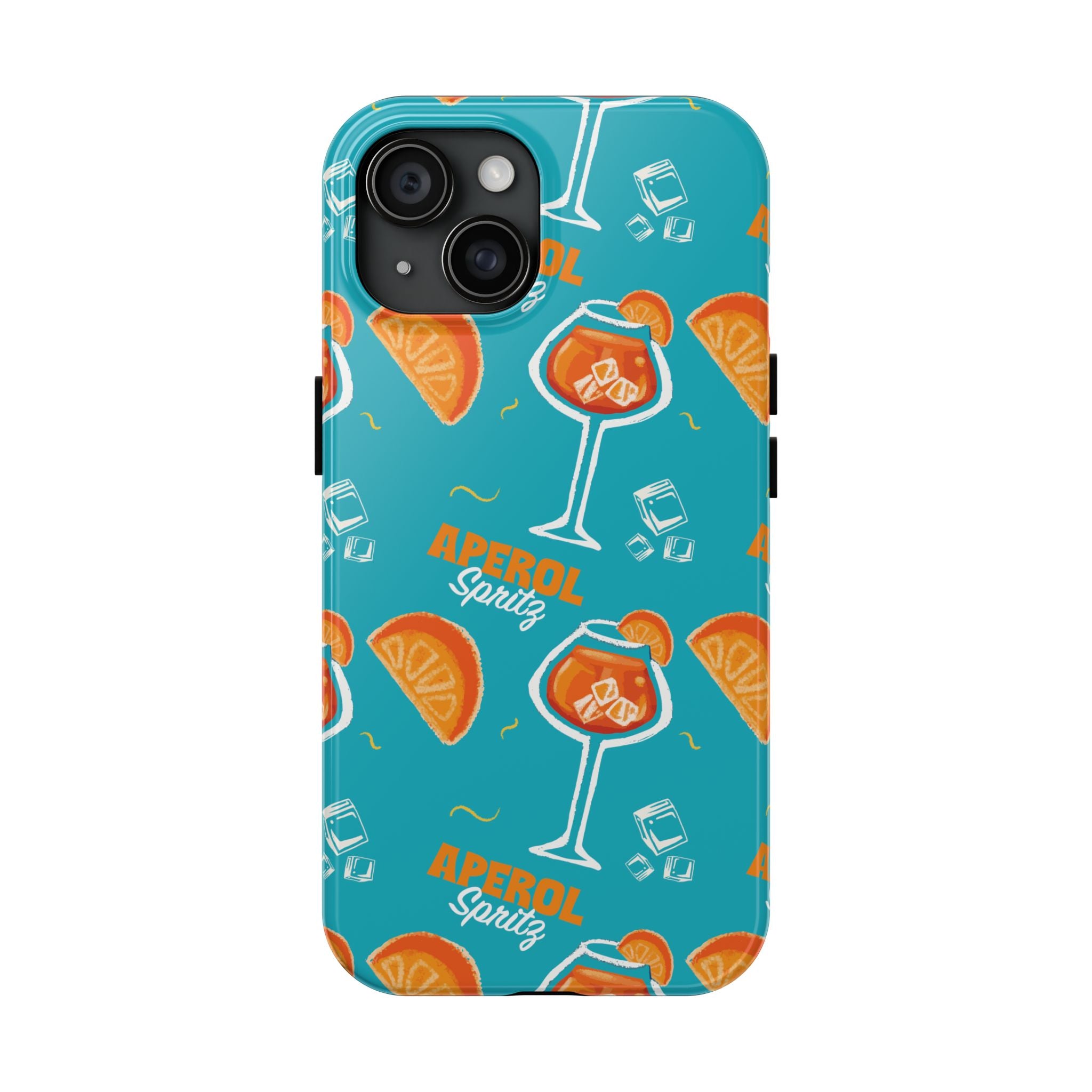 Aperol Spritz Tough Phone Case — Turquoise Cocktail Pattern Protective Cover